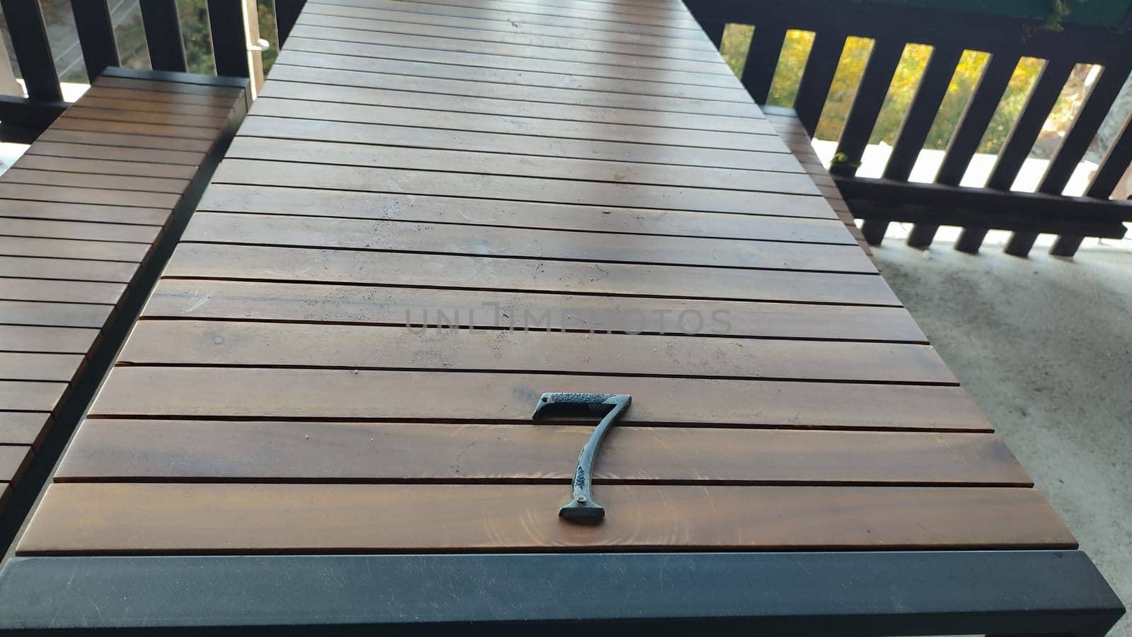 Wooden table seven design decor decorations objects interior room indoor material . High quality photo