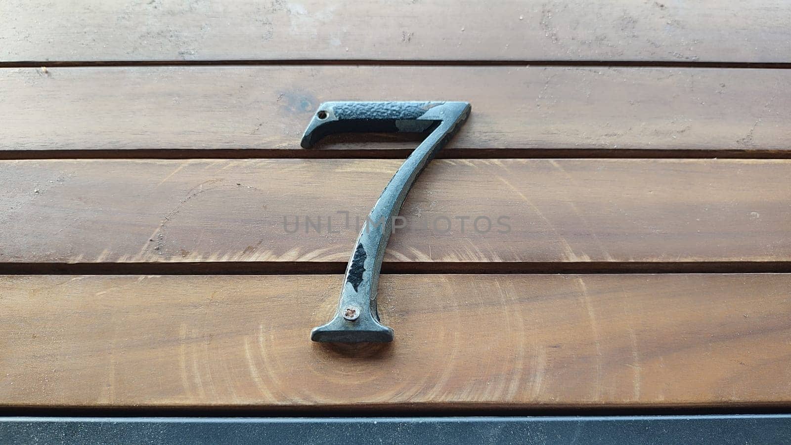 Number seven door wooden objects background design decor decorations material metal objects . High quality photo