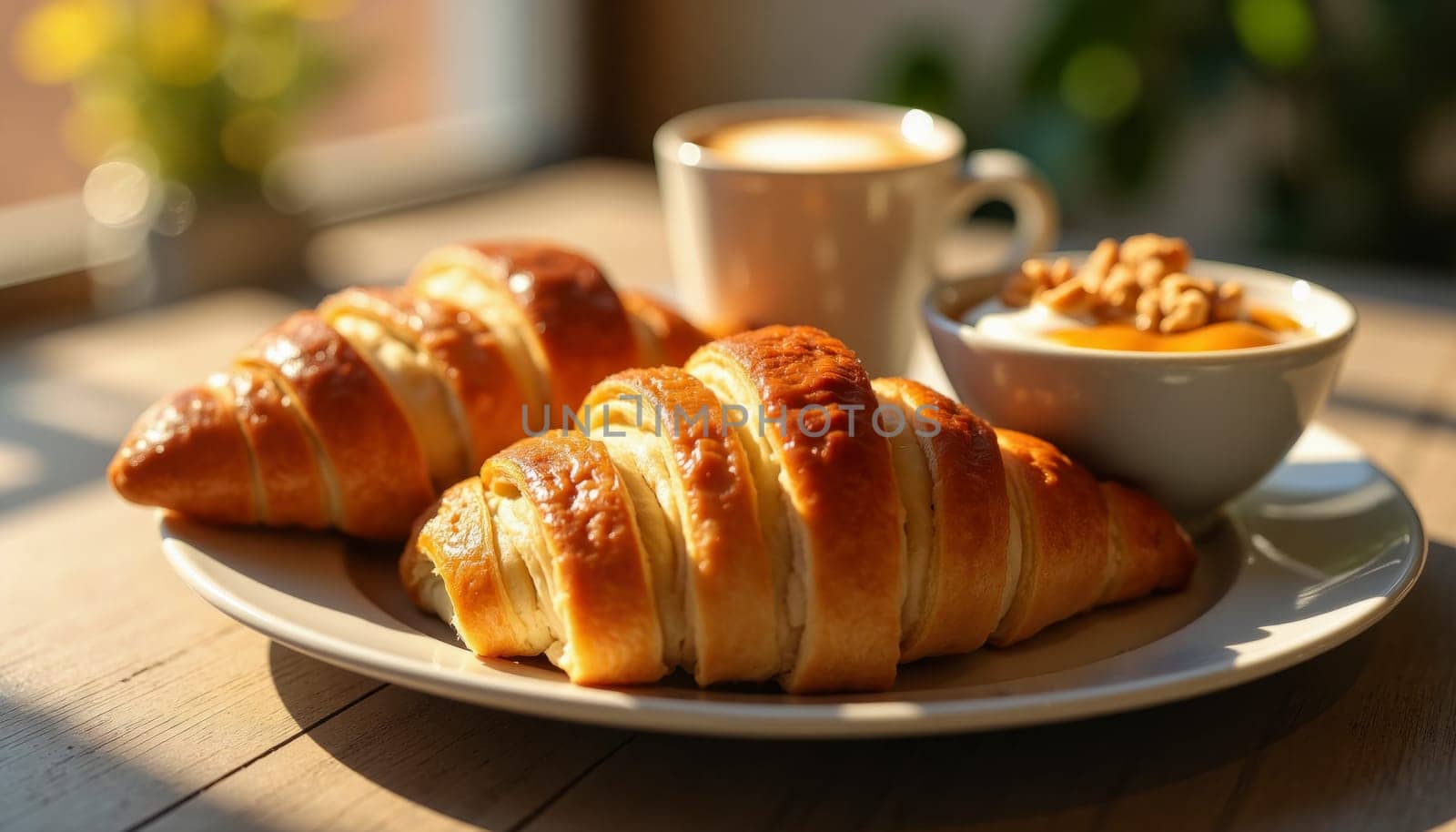 Breakfast with croissants