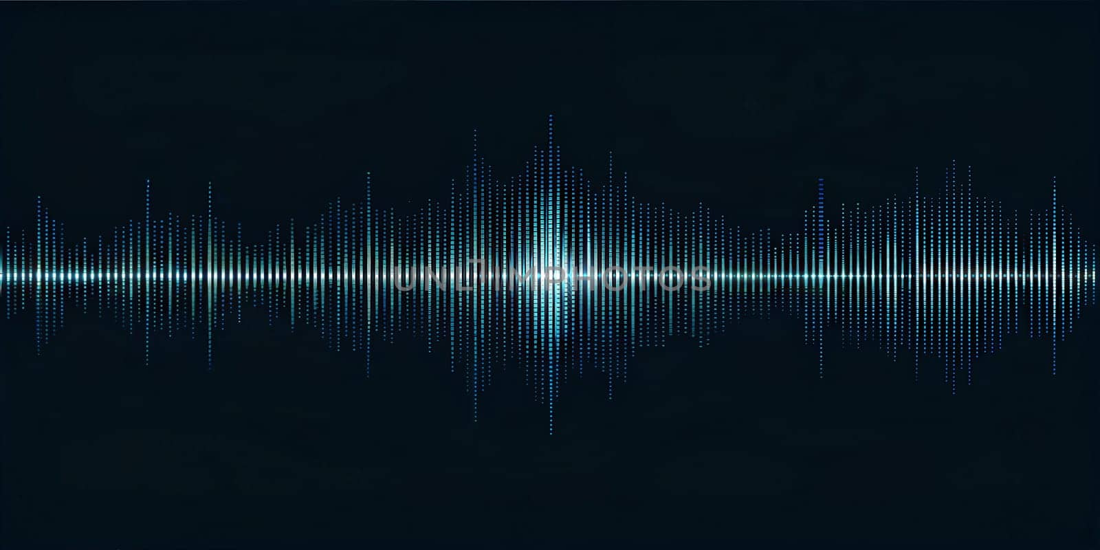 A digital soundwave graphic displayed against a dark background, featuring bright blue and cyan tones, with a modern, futuristic look, perfect for audio, music, and tech-related designs.