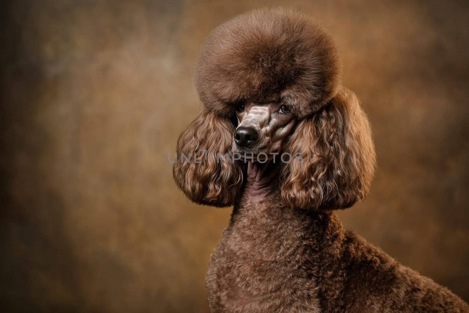 A beautifully styled dog showcases a stunning grooming job and unique fur design.