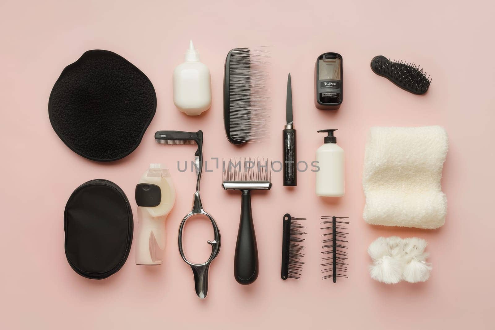 A variety of grooming tools arranged neatly, showcasing their importance for pet care.