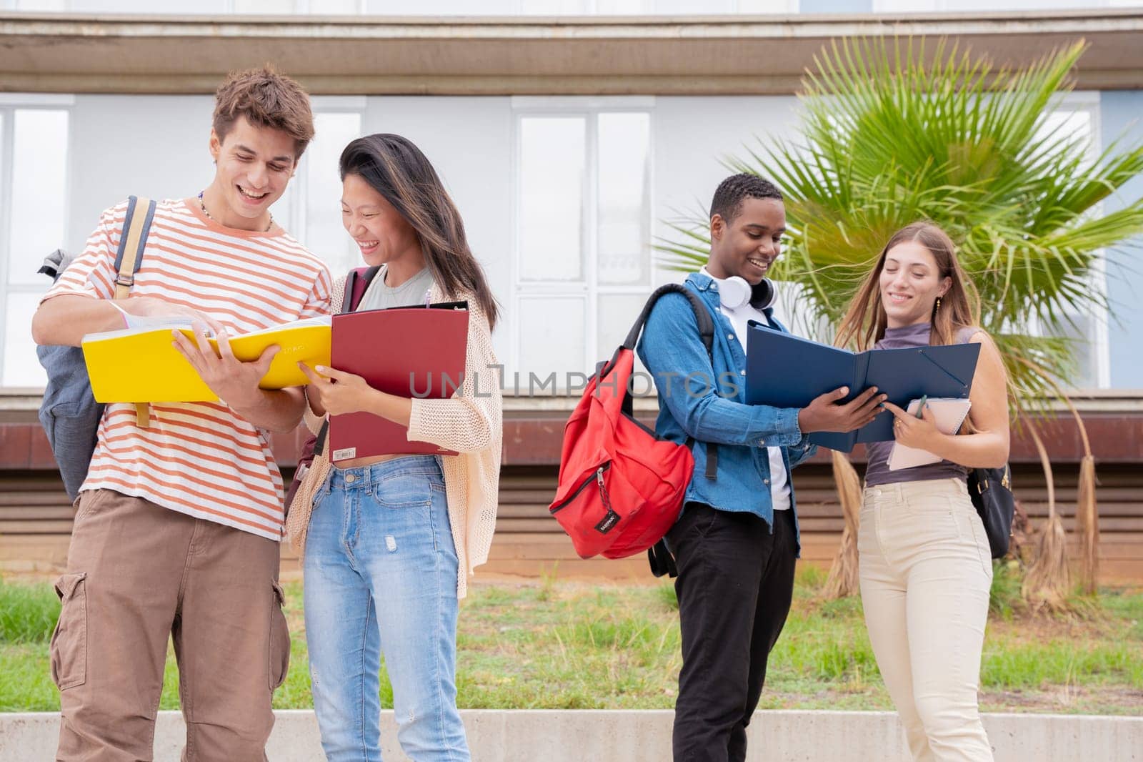 college homework and learning class lesson studying walking around the university campus. University life concept.