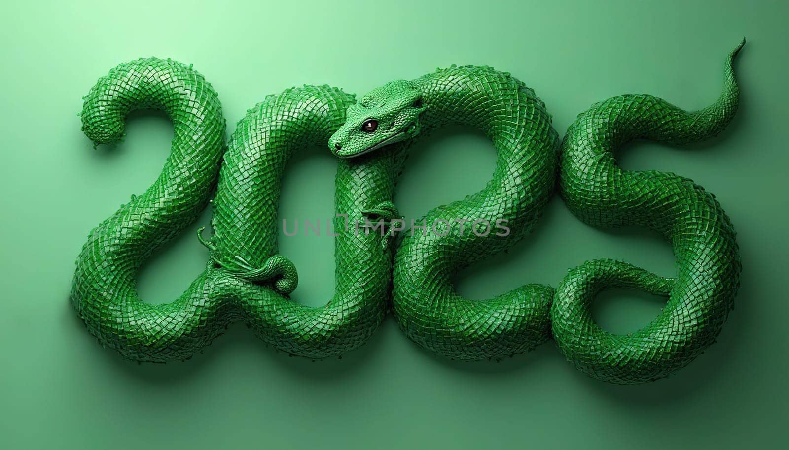 2025 New Year sign with snake as a symbol of Lunar New Year. Generated AI.