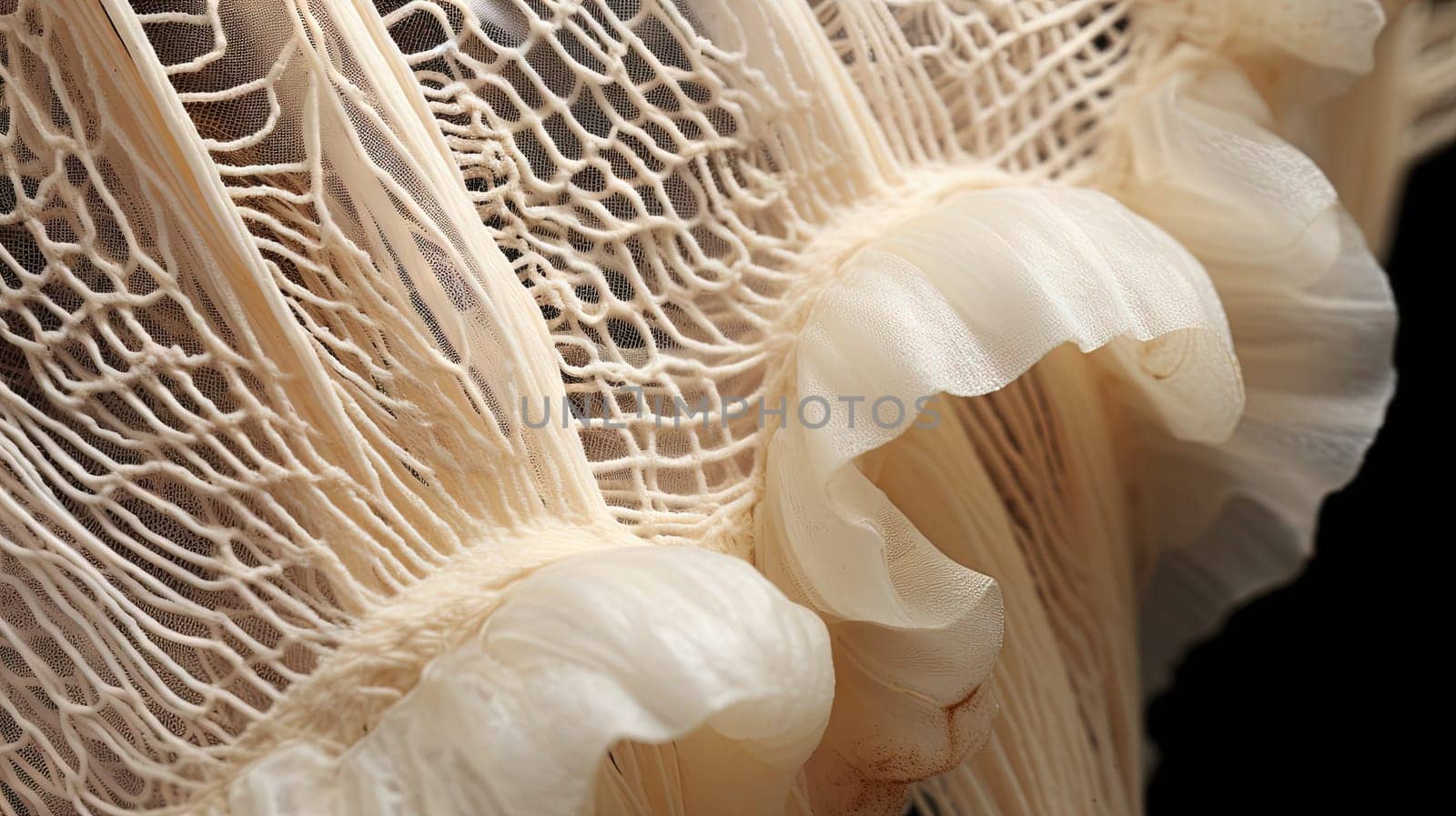 Abstract organic biotech fabric or tissue background with butterfly and mycelium inspired texture. Futuristic biotech material background. Generated AI.