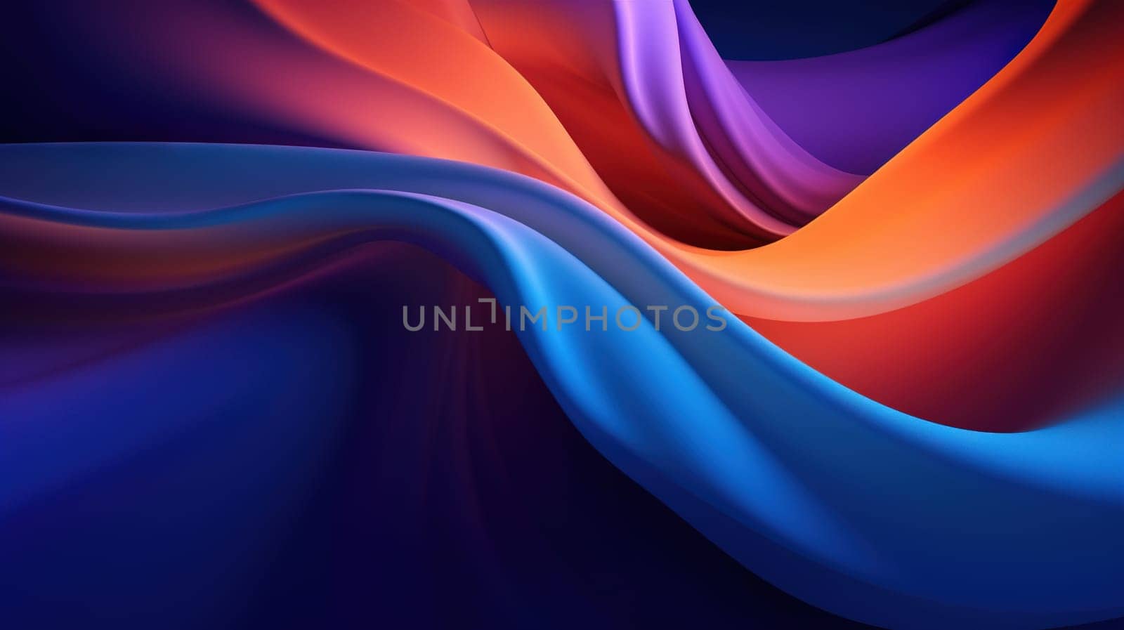 Vibrant abstract blue and purple waveform with fluid motion and colorful gradients. Generated AI.