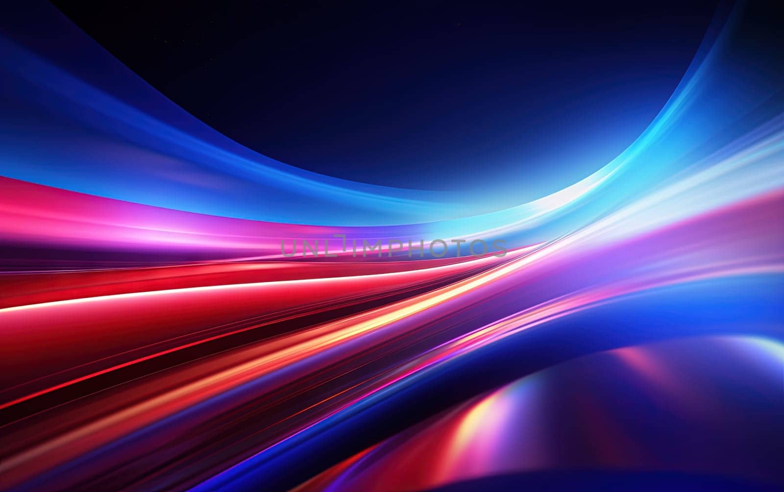Vibrant abstract blue and red waveform with fluid motion and colorful gradients. Generated AI
