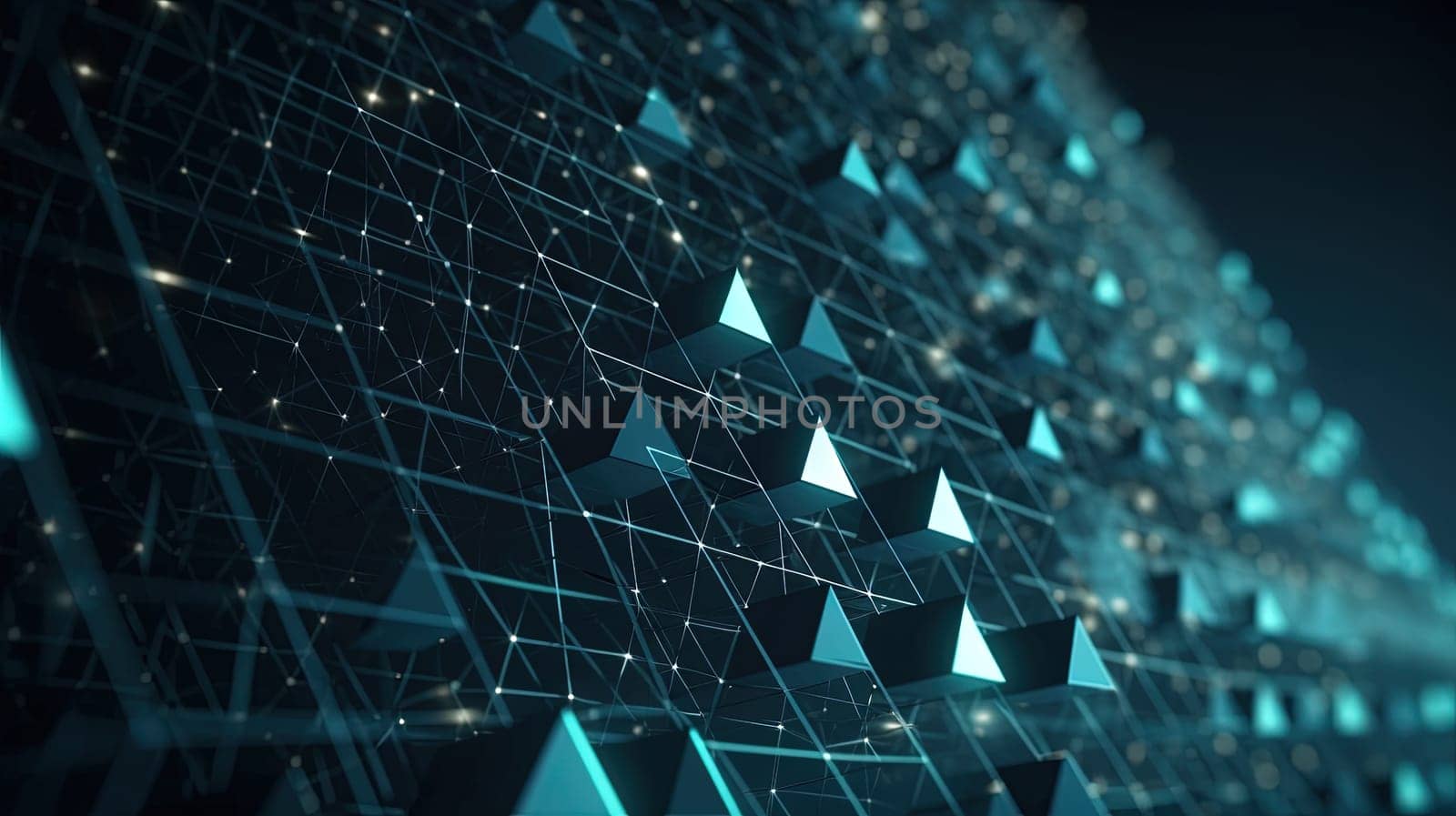 Abstract background with structure of neon triangles and technology style. Generated AI