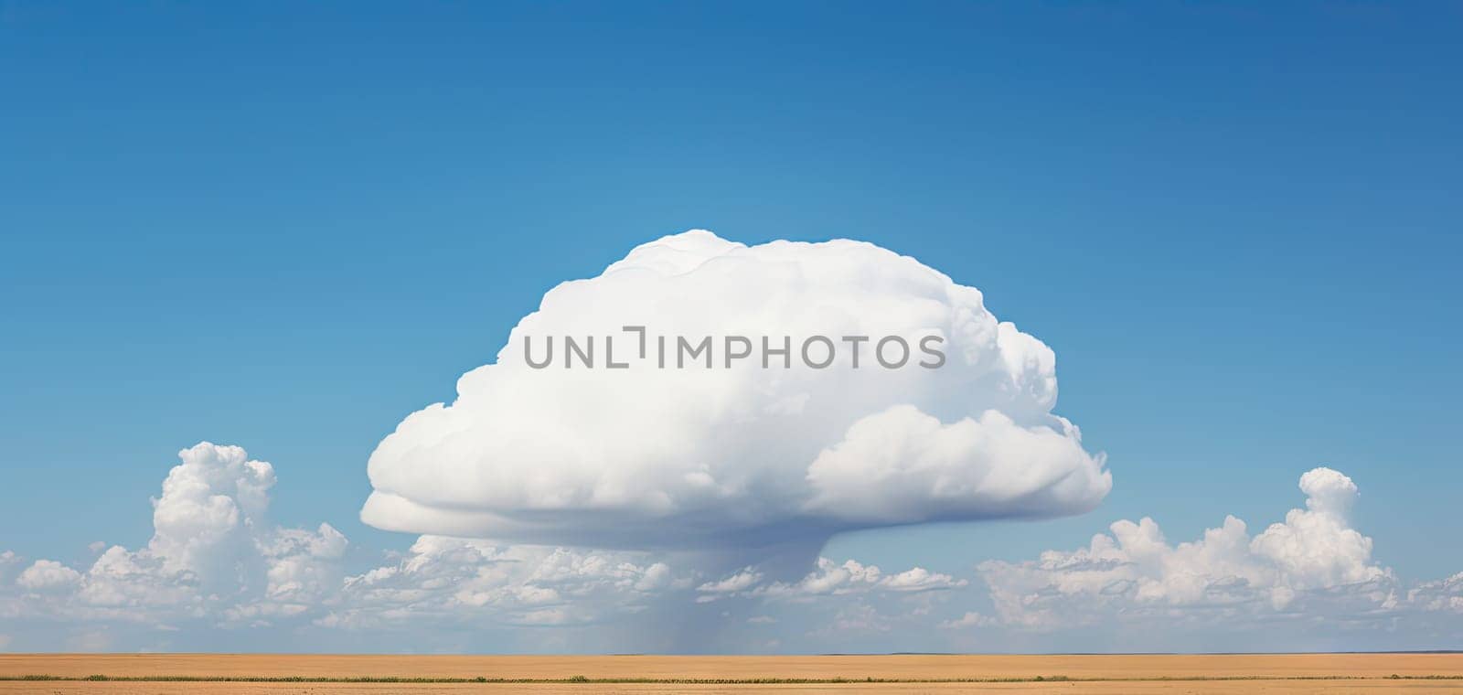 Single white cloud alone in the blue sky. Generated AI
