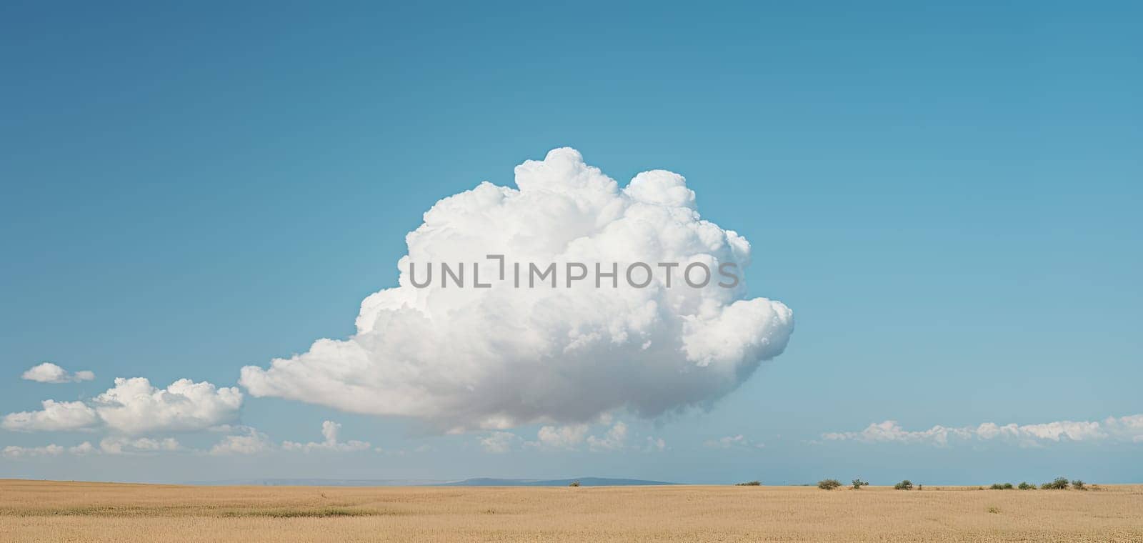 Single white cloud alone in the blue sky. Generated AI