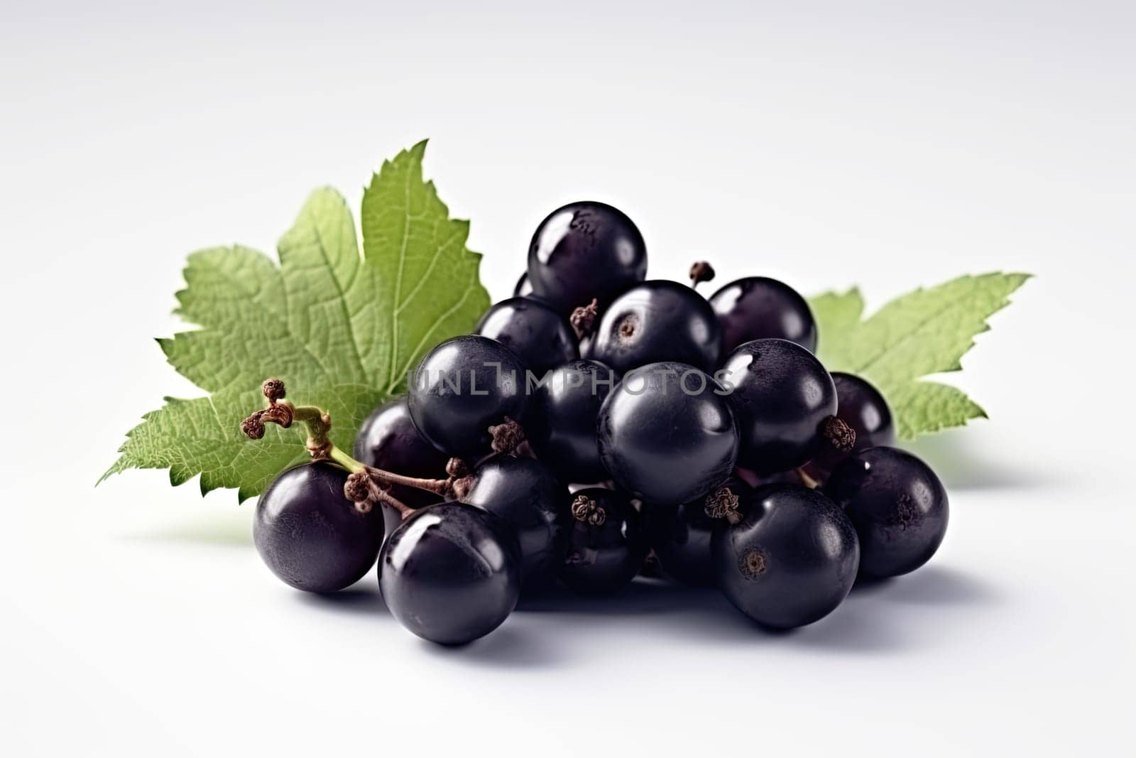 Black currant on background. Juicy black berries, fresh and sweet. Generated AI