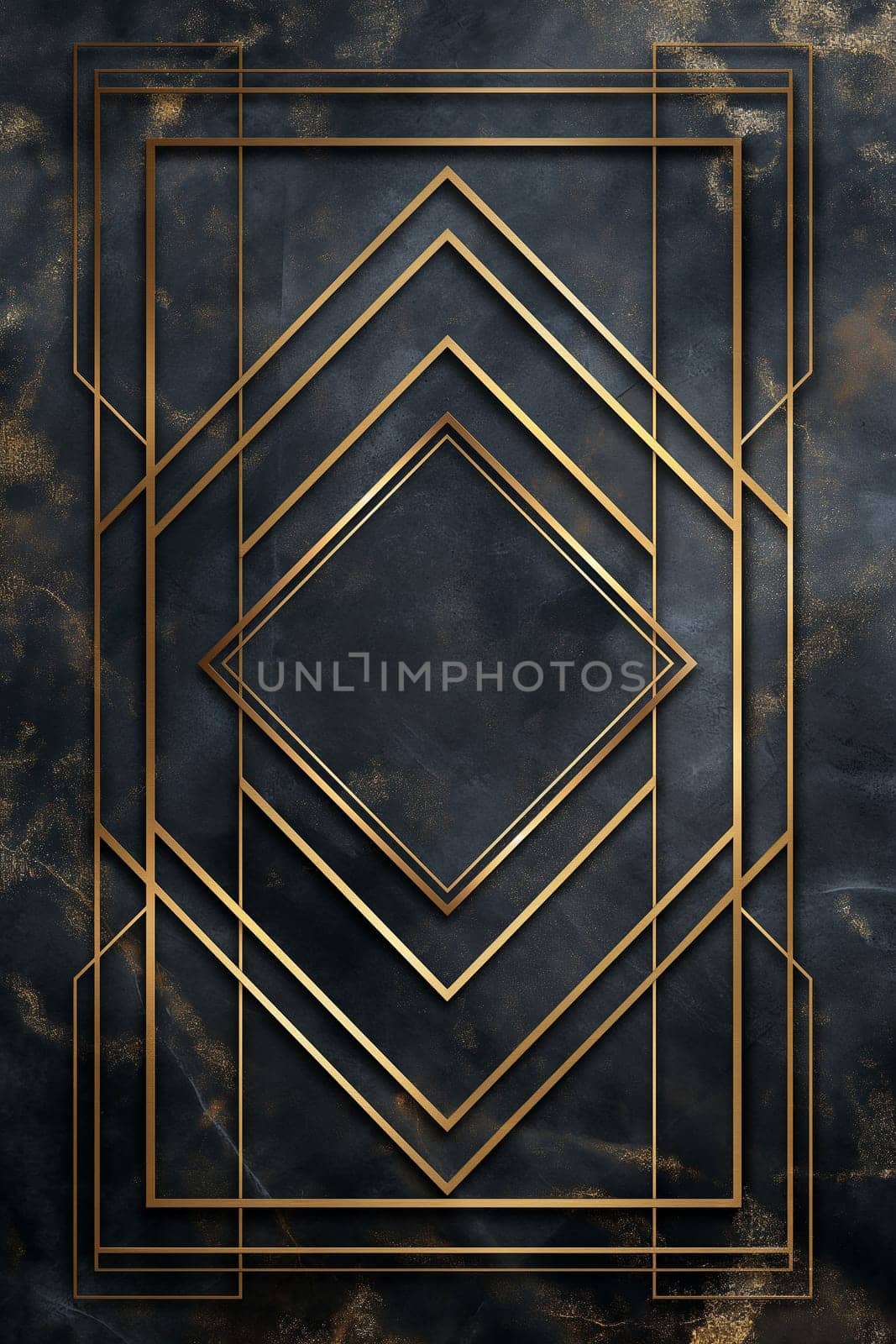 Golden art deco frame with ornament. Retro golden art deco or art nouveu frame in roaring 20s style. Generated AI