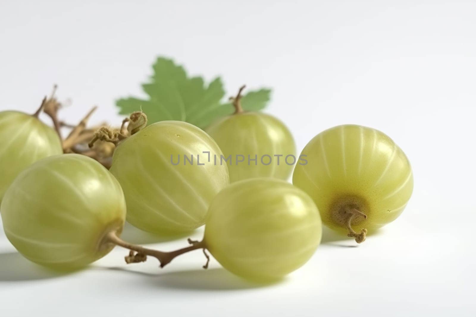Bunch of green gooseberries, natural fresh berry food for healthy nutrition. Generated AI