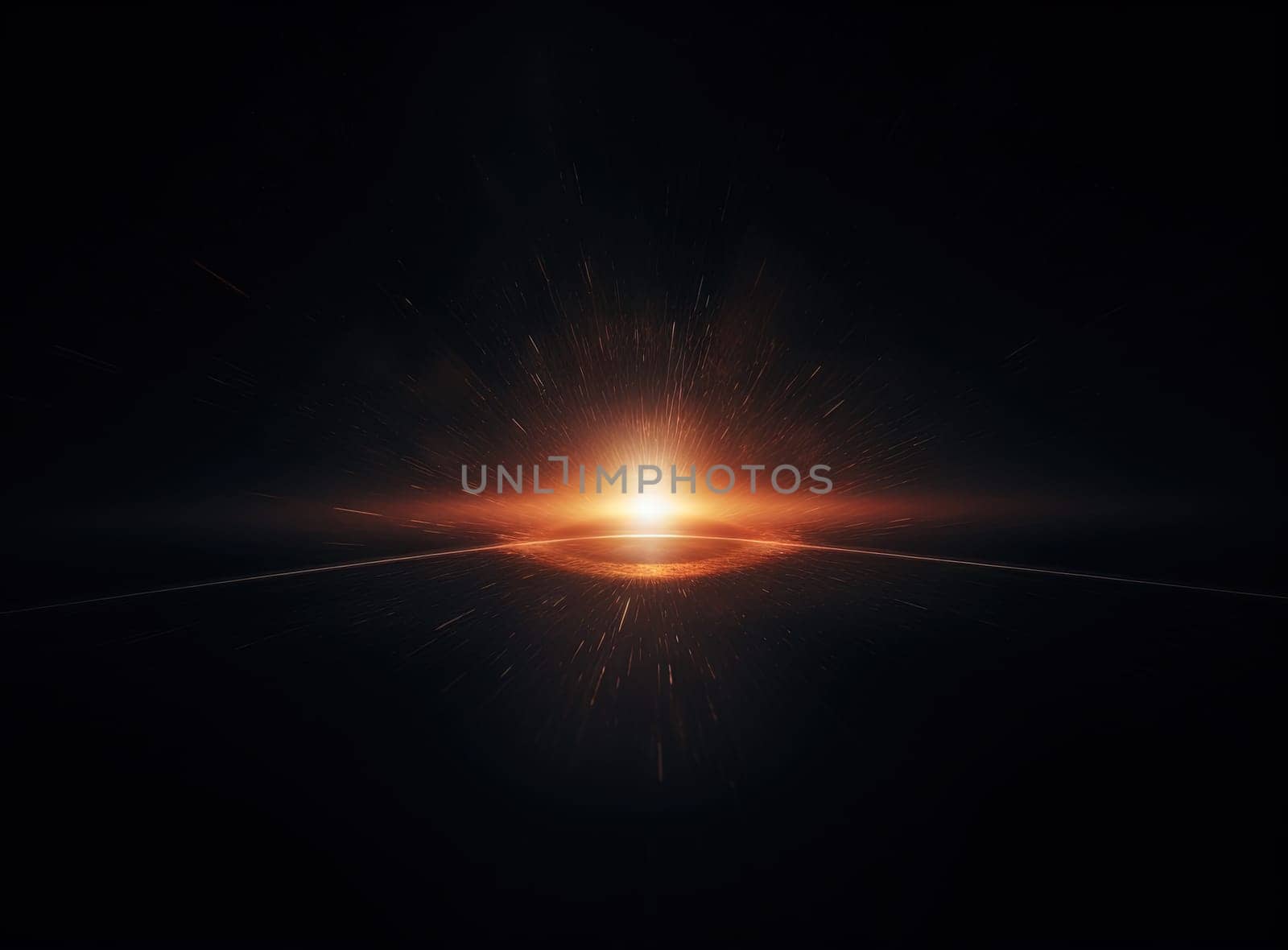 Light flare in the dark space. Abstract background with shiny lens glare effect. Generated AI
