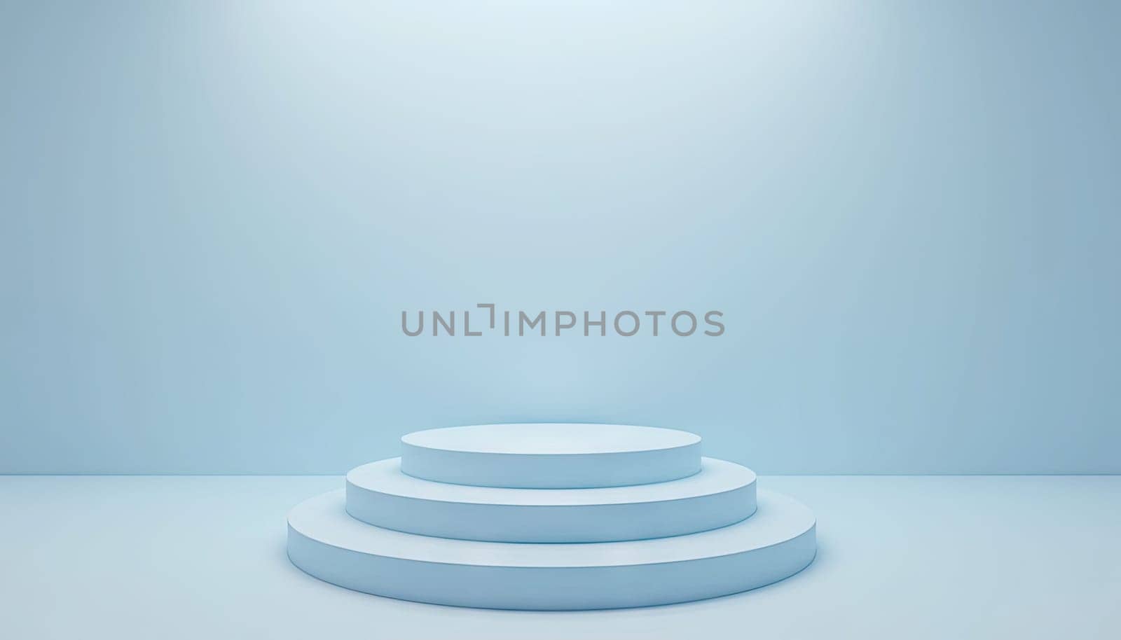 Minimalist podium with pastel lighting for product display. Generated AI.