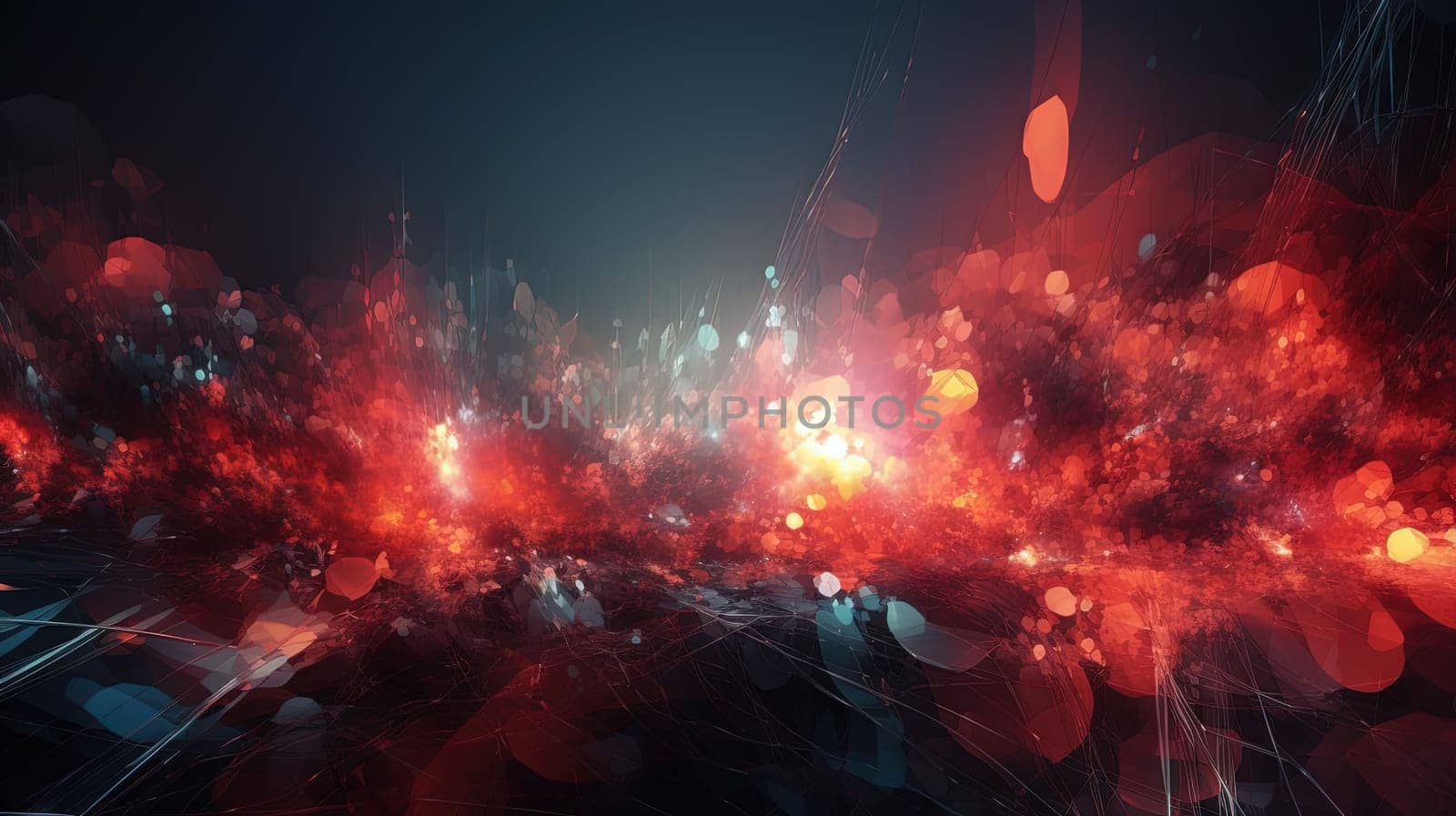 Abstract technology burst with glowing wires and particles in motion. Technology and science dynamic background. Generated AI