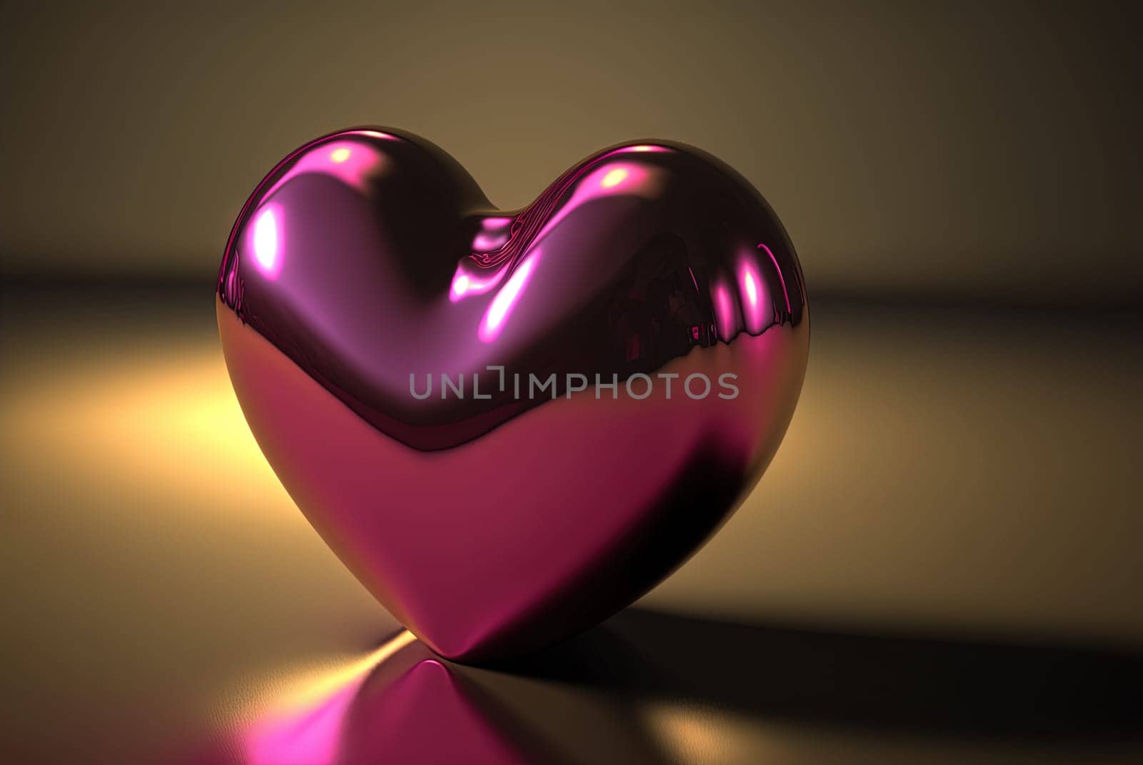 Shiny metallic heart as a symbol of love on Valentine's Day. Generated AI.