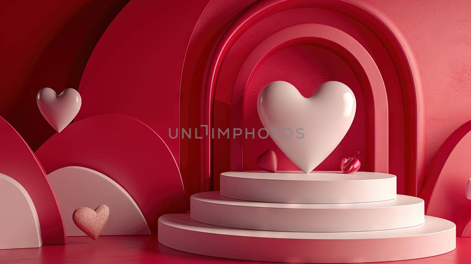 Valentine Day abstract composition with heart in 3D style. Generated AI