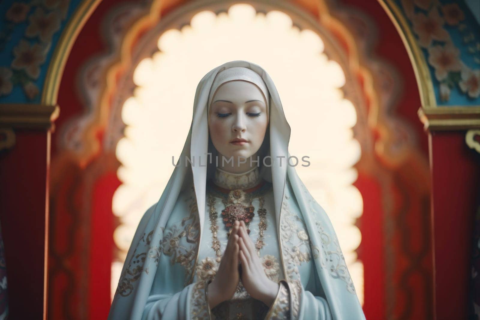 Realistic statue of Our Lady of Grace. Catholic religious Virgin Mary statue. Mary the mother of Jesus. Blessed Mother, Virgin Mary, Mother of God, Our Lady, Holy Virgin, Madonna