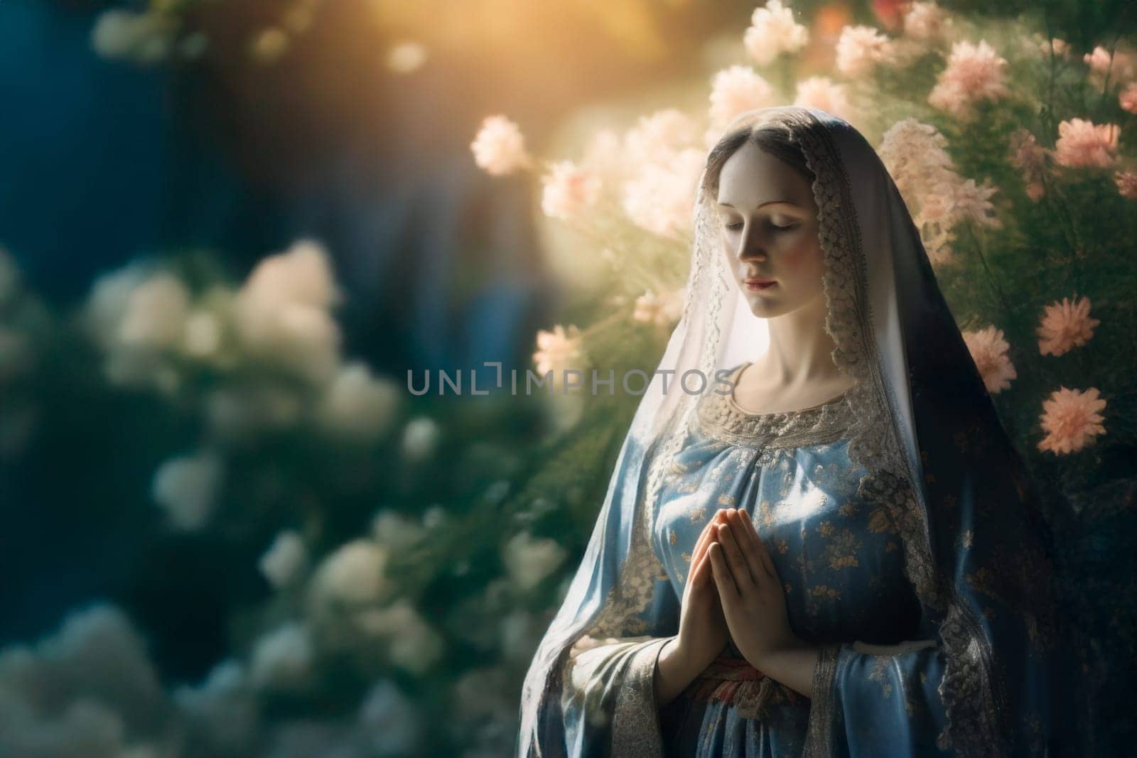 Realistic statue of Our Lady of Grace. Catholic religious Virgin Mary statue. Mary the mother of Jesus. Blessed Mother, Virgin Mary, Mother of God, Our Lady, Holy Virgin, Madonna