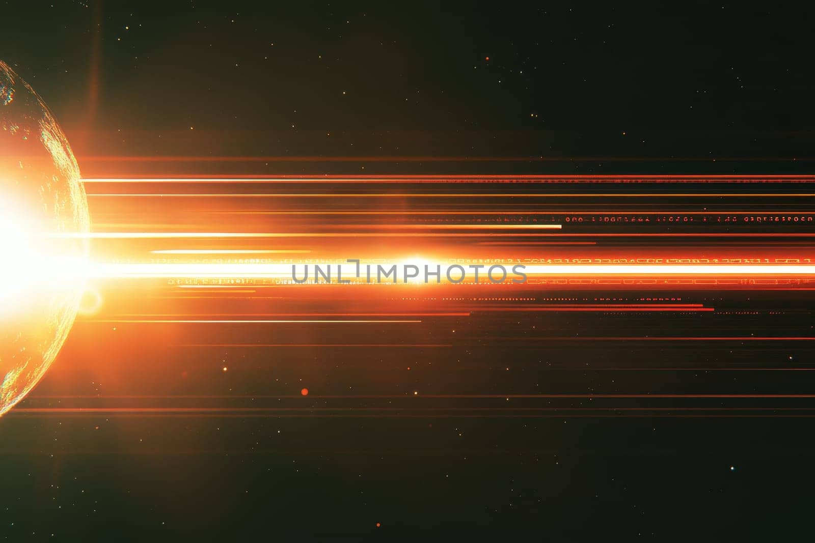 Explore a mesmerizing deep space background with glowing binary elements and radiant light streaks that evoke a sense of cosmic wonder and digital energy.