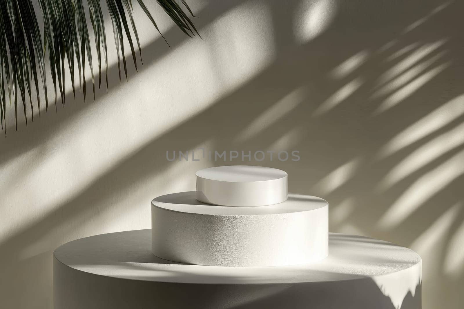 Discover a minimalist product presentation setup featuring soft shadows and abstract design elements. Ideal for creative projects and modern aesthetics.
