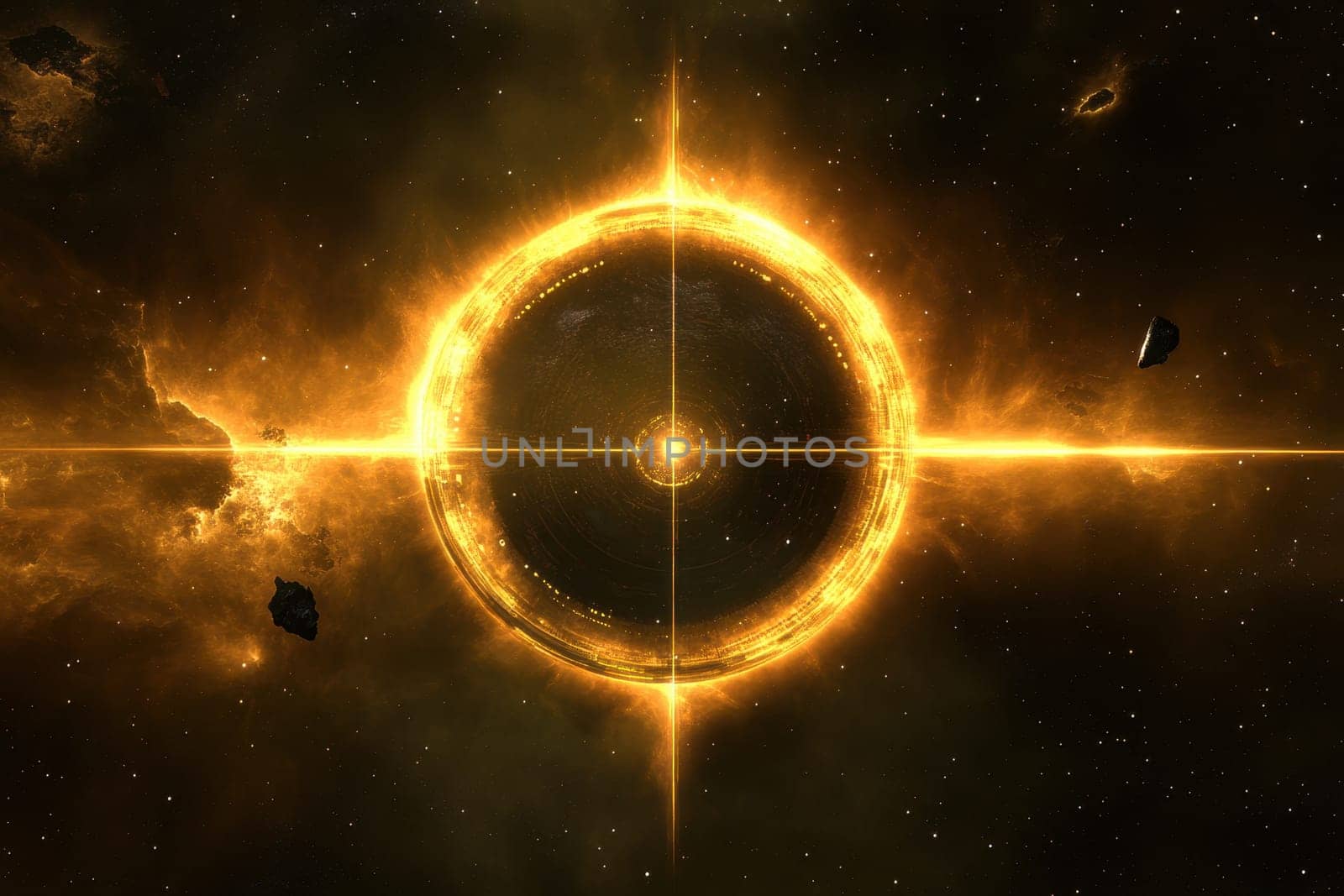 Abstract glowing background inspired by deep space with a circular design and ethereal lighting, perfect for themes of exploration and cosmic beauty.