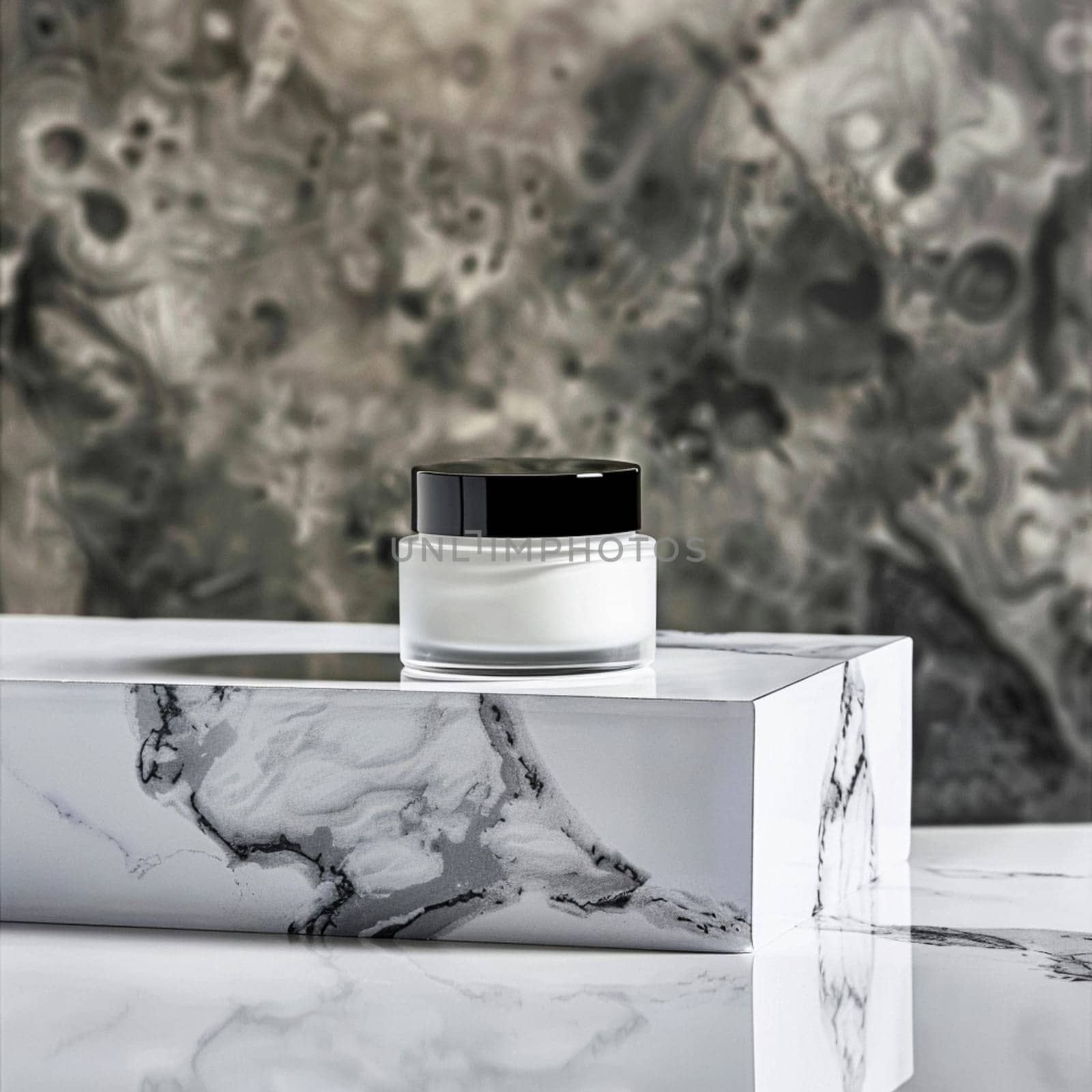 Cosmetic cream in a glass jar. Skin care concept. Background for beauty products
