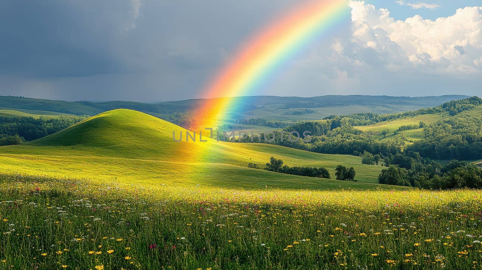 a nest of colorful easter eggs in meadow. Picture for holiday, happy easeter concept. generative AI..