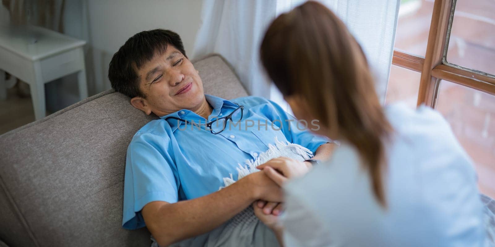 Empathy, trust and nurse caregiver holding hands with patient. consulting support and healthcare advice. Kindness, counseling and medical therapy in nursing home for hope, consultation and psychology.