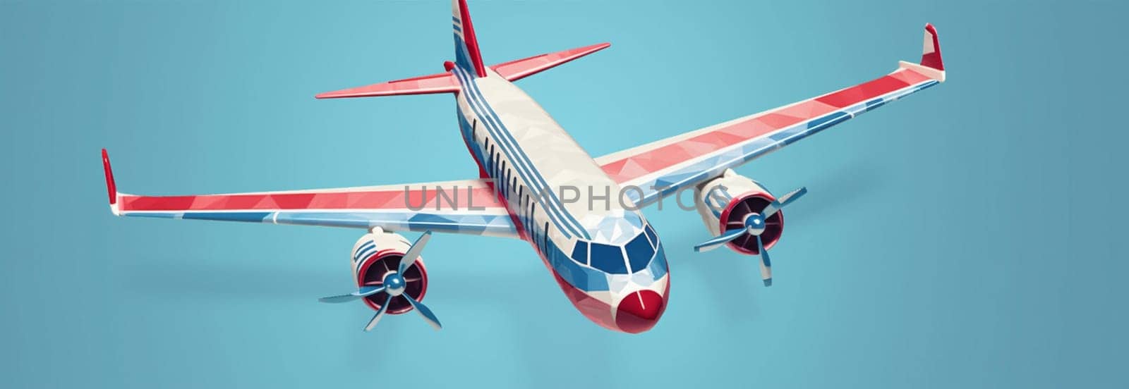 plane aircraft fly toy air business aeroplane background white flight blue. Generative AI. by Vichizh