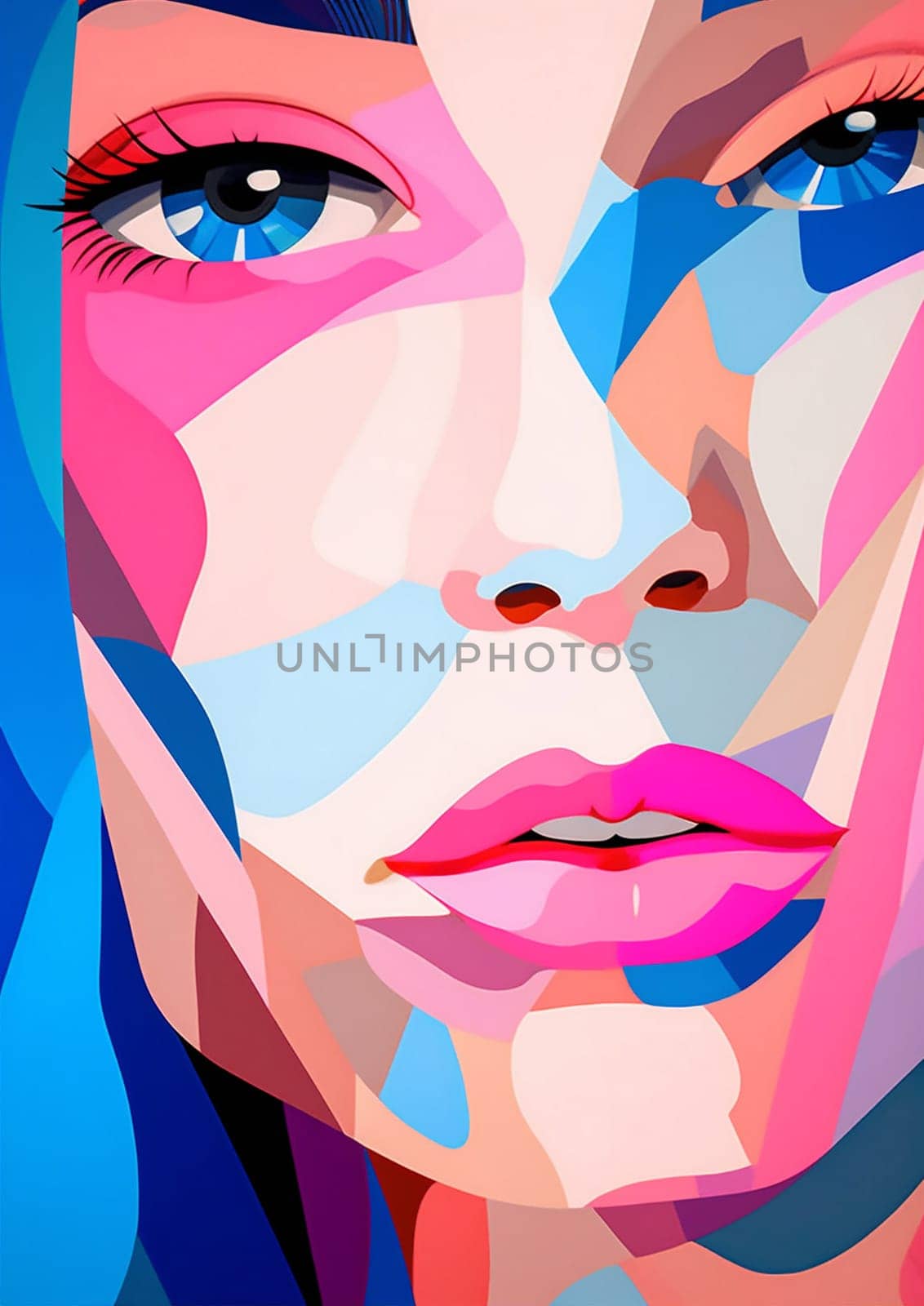 man woman cubist face abstract poster portrait health isolated graphic sport illustration fashion minimal background line person design symbol cubism modern illustration. Generative AI.