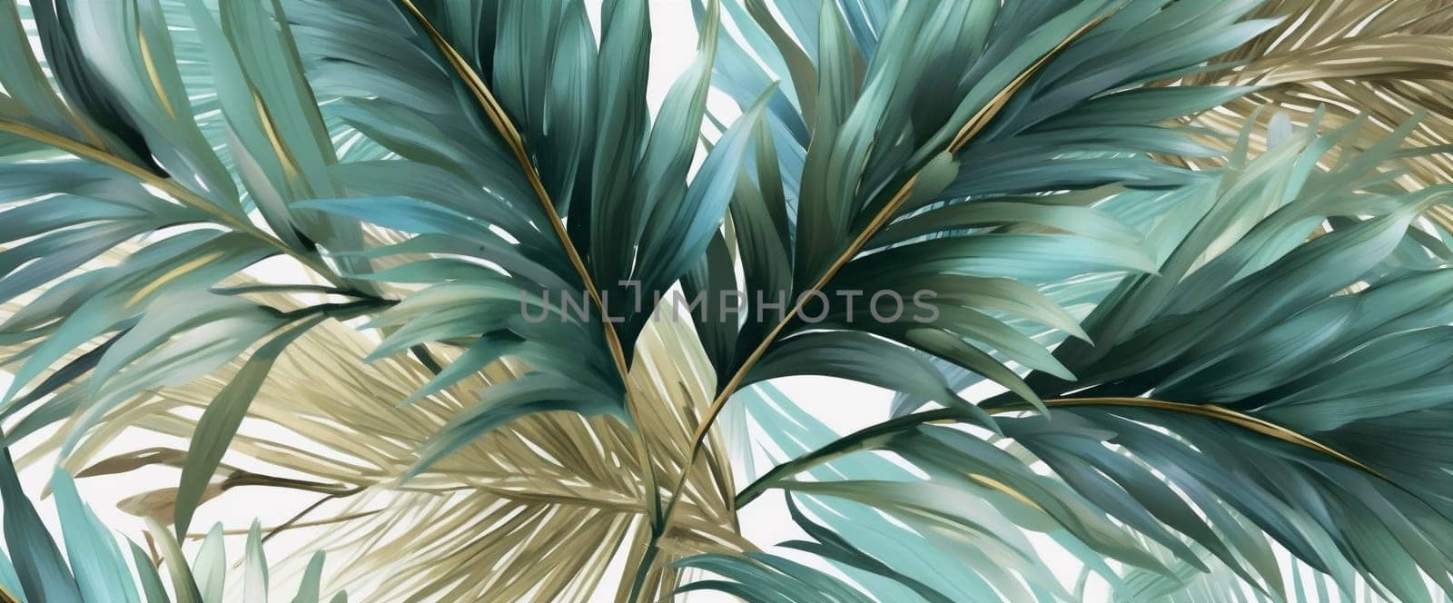 floral texture jungle pattern tropical background nature design gold foliage leaf. Generative AI. by Vichizh