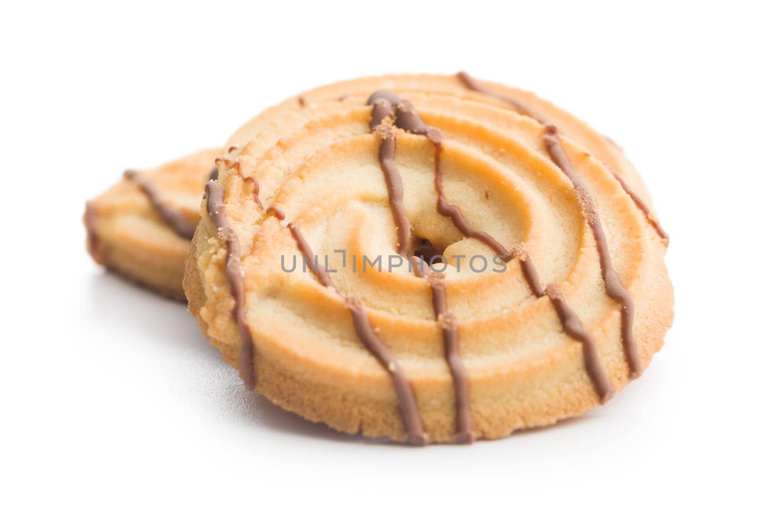 Sweet chocolate cookies isolated on a white background.