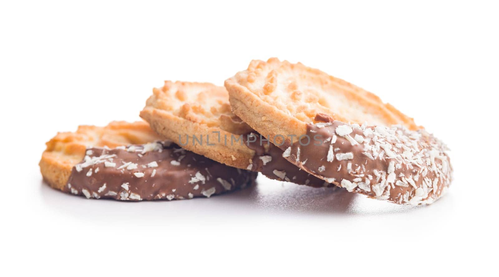 Sweet chocolate cookies isolated on a white background.