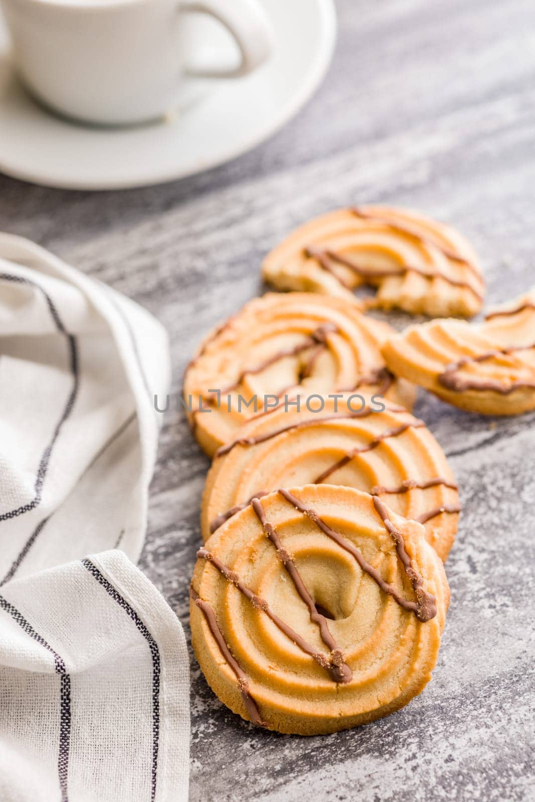 Sweet chocolate cookies on a kitchen table.