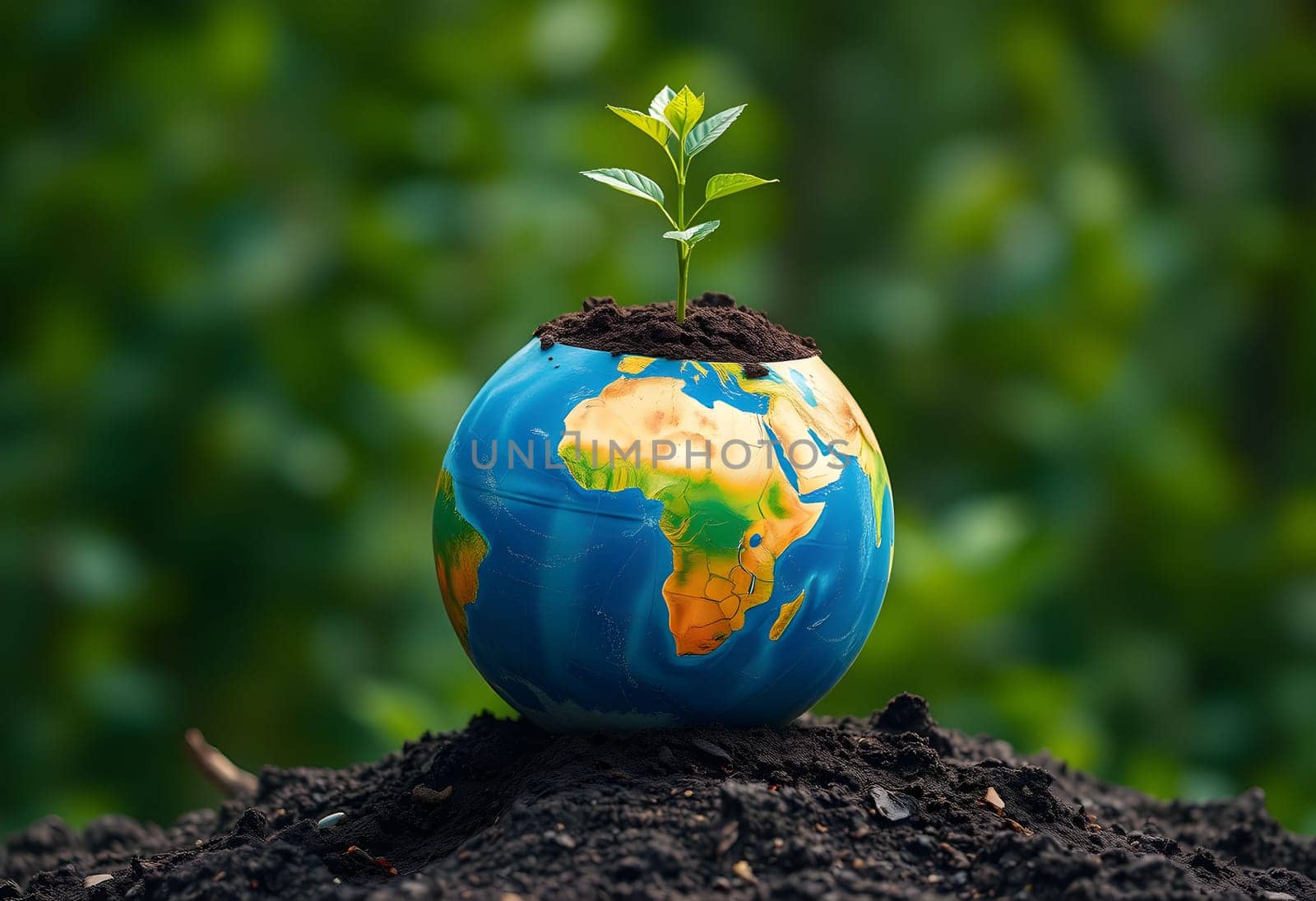 globe nature plants green background leaves ecology planet earth day generated ai alt. High quality 3d illustration