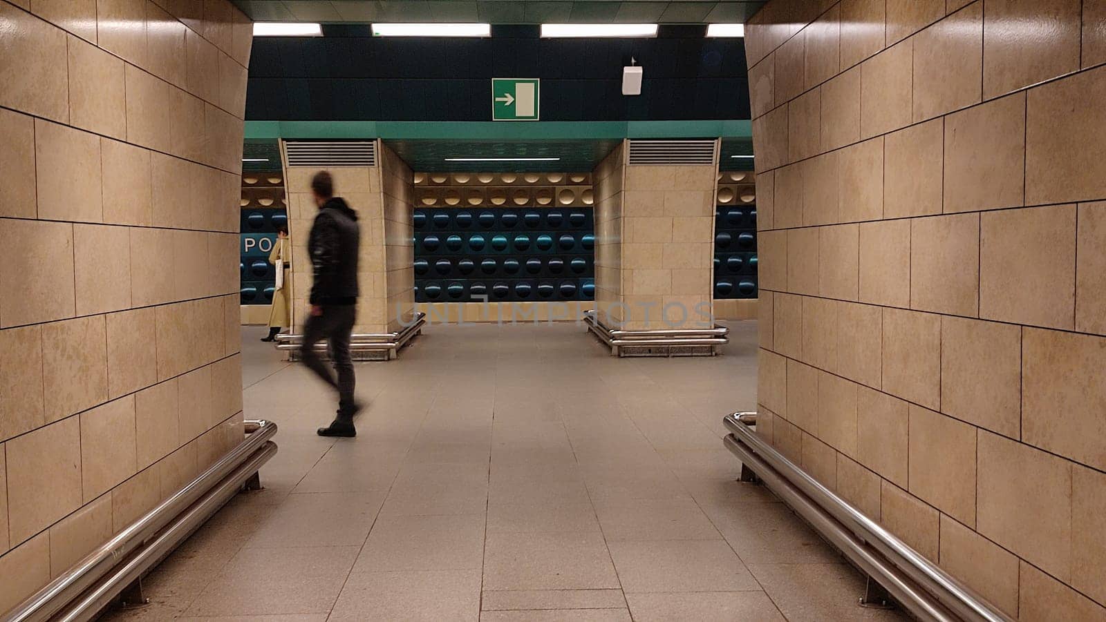 October 15 2024 Prague Czech Republic Europe Subway station corridor. High quality photo