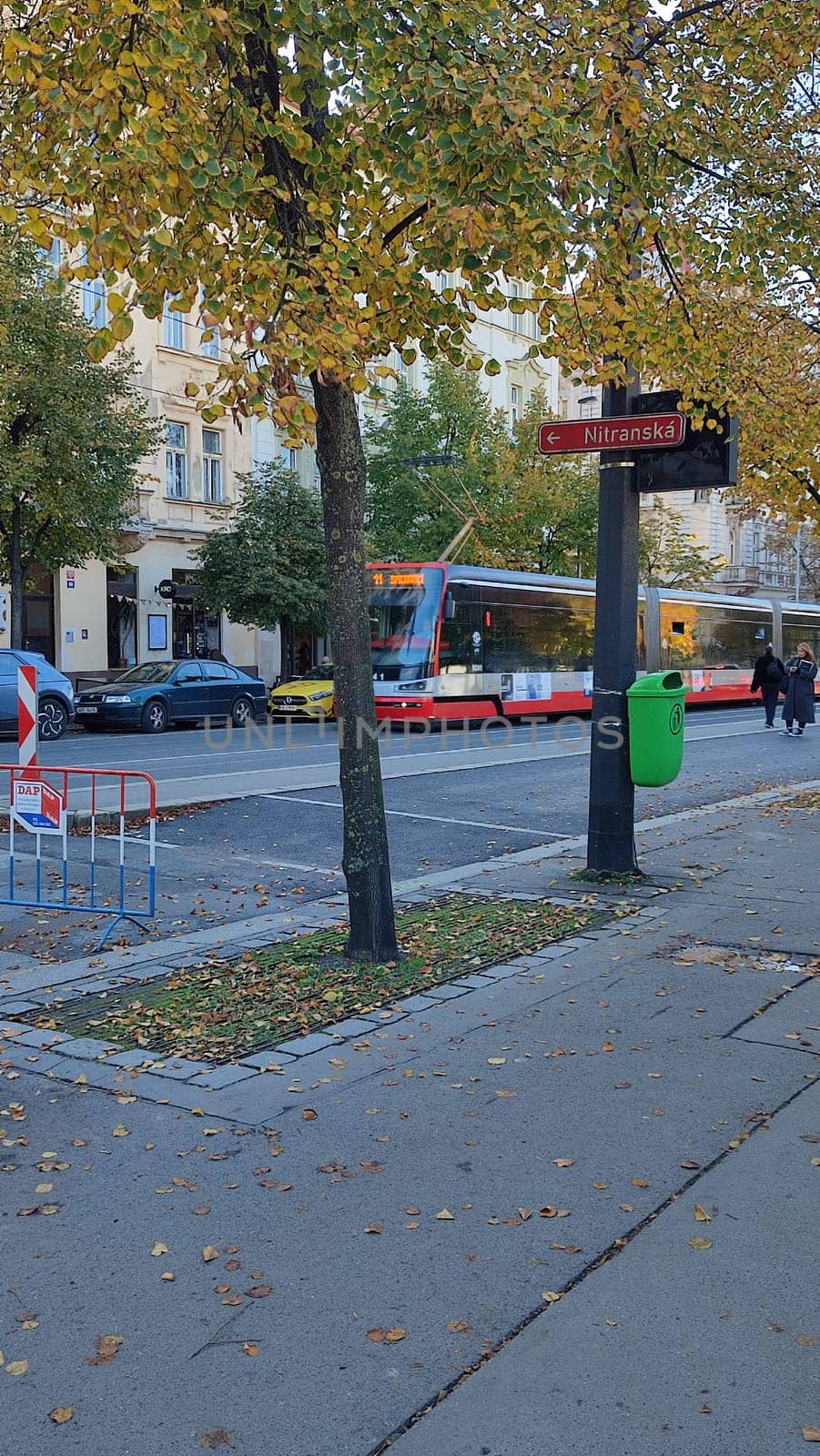 October 15 2024 Prague Czech Republic Europe architecture city street outdoor trees Street autumn tram. High quality 3d illustration