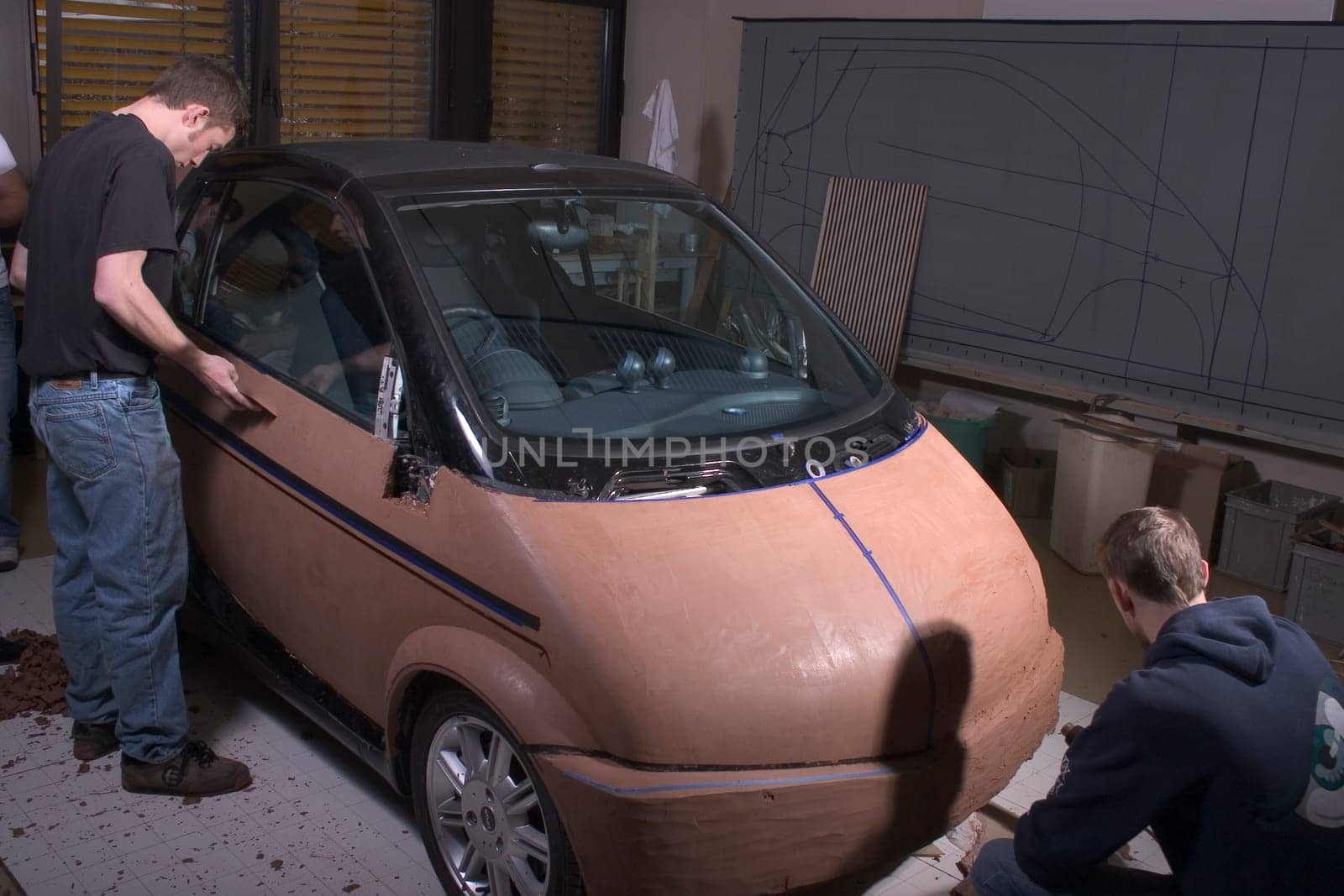1:1 model of a Smart made of industrial plastelin,facelift study by technical school students
