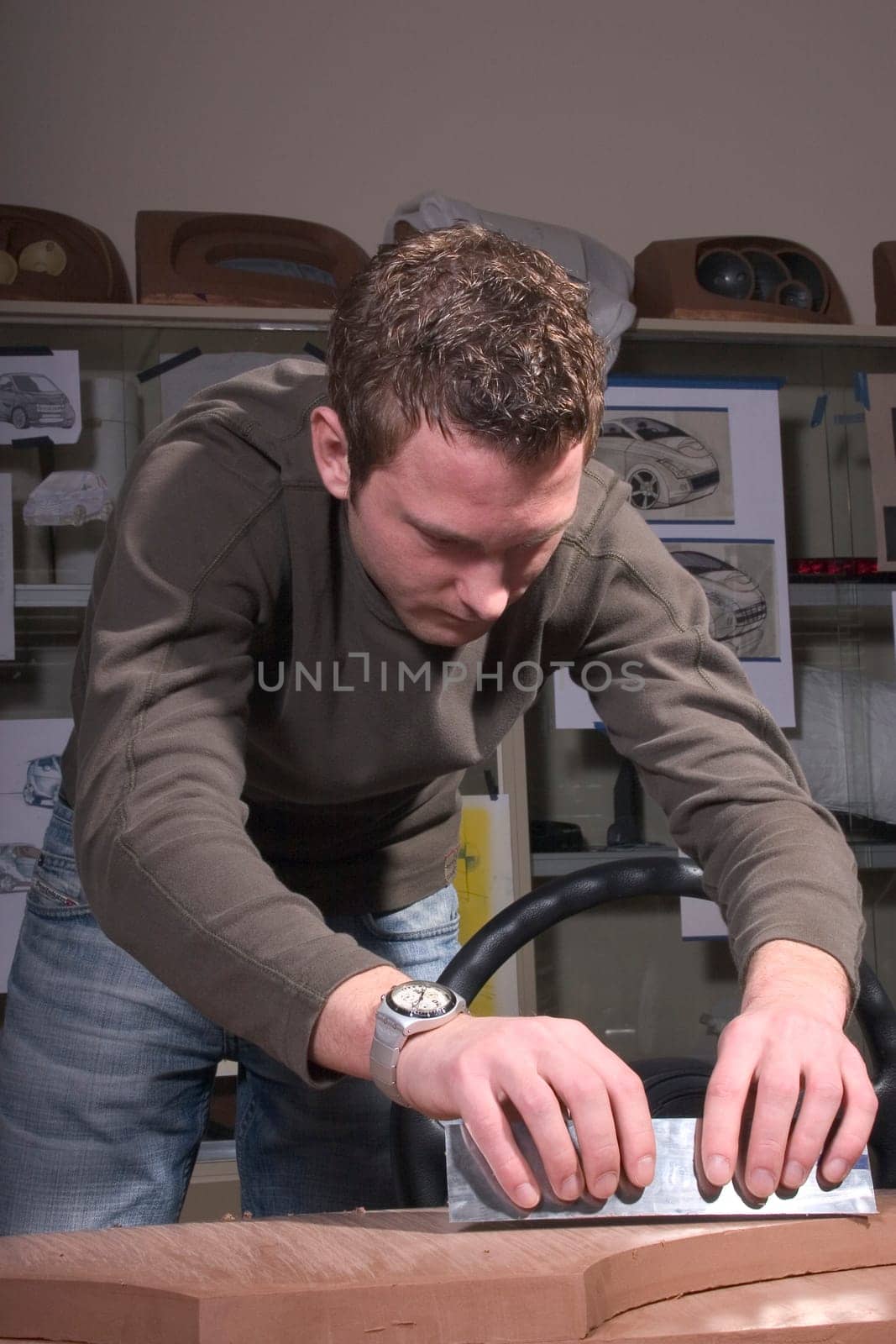 1:1 model of a car cockpit made of industrial plasticine,facelift study