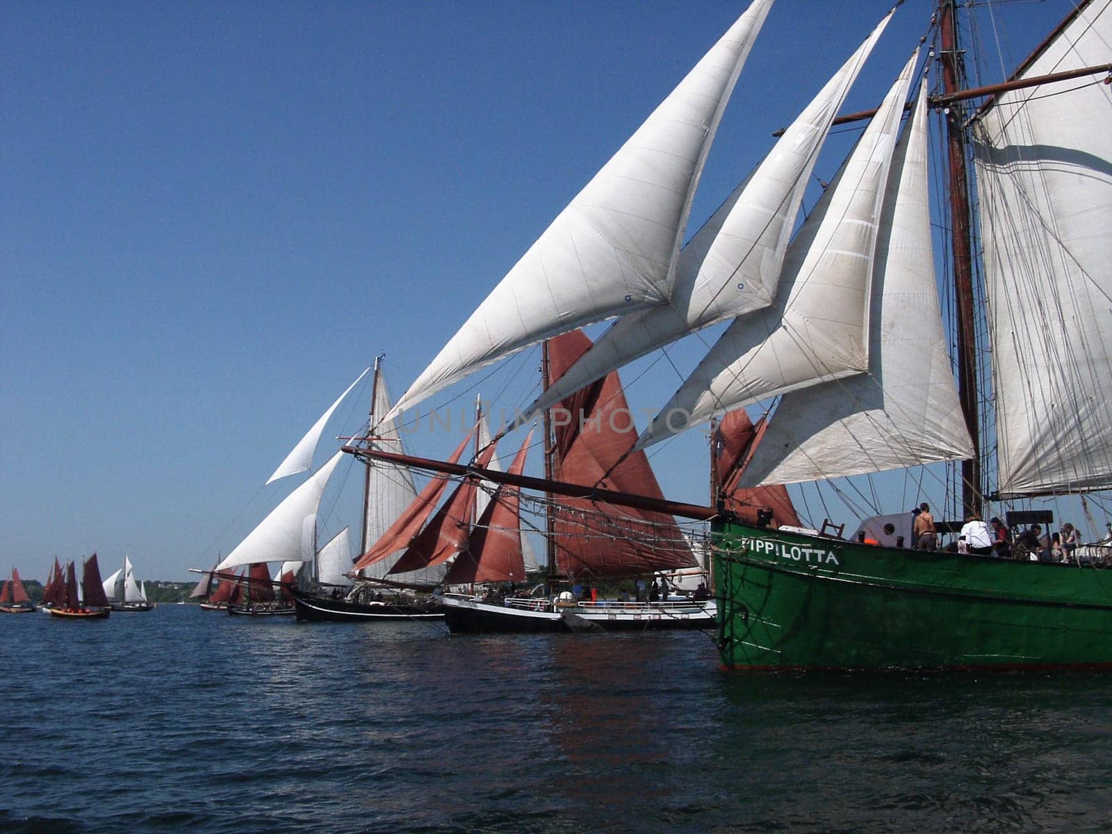 There is some wind before the finish. Rum Regatta 2003 on the Flensburg Fjord