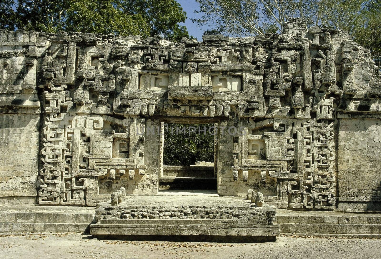 Mexico trip 1990 A Mayan Stargate in Chicanna on the Yucatan Peninsula, with many ornaments,some of which are incomprehensible. The Mayan people had incredible knowledge of astronomy.