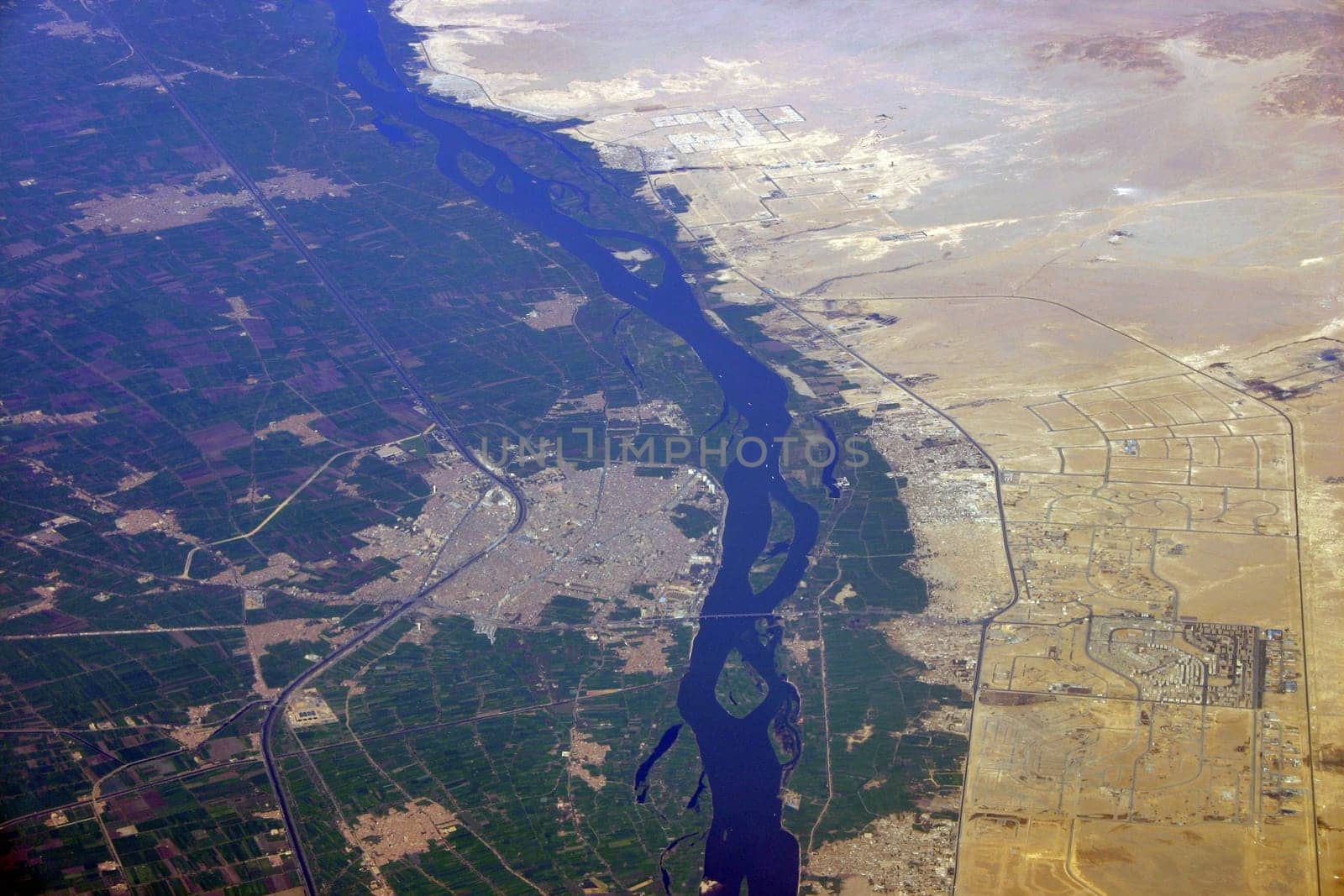 you can clearly see the sharp boundary between the fertile Nile Delta and the Egyptian desert.