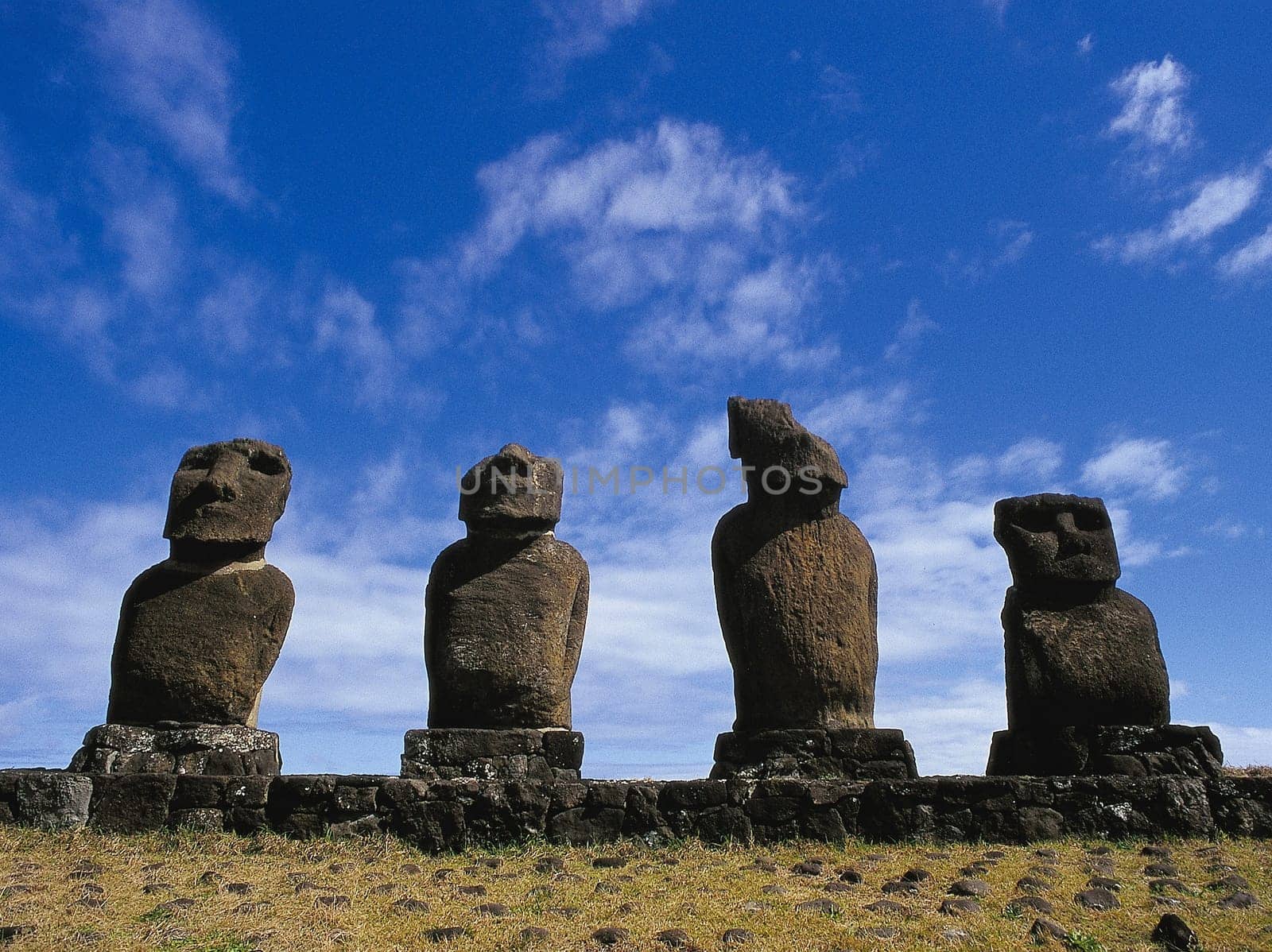 The moai are the largest human images ever created. The rock sculptures on Chile's Easter Island are made of a unique lava tuff rock.