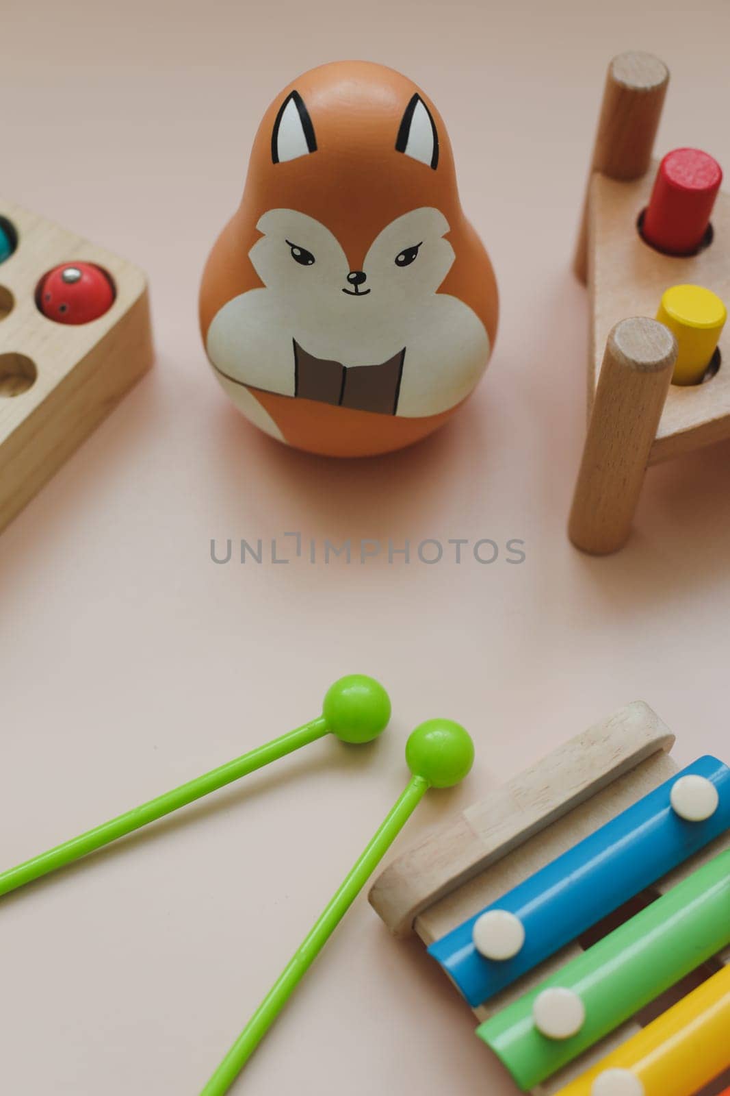 Eco-friendly colored wooden educational toys according to the Montessori method for preschool children. Children's wooden toys. Educational logic toys for kids. Montessori Games for Child Development