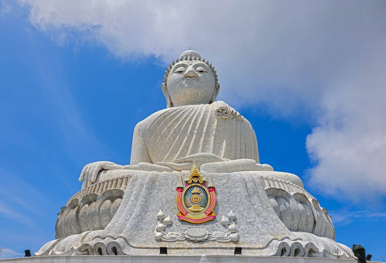 Famous statue of Big Buddha made of marble by day in Phuket, Thailand
