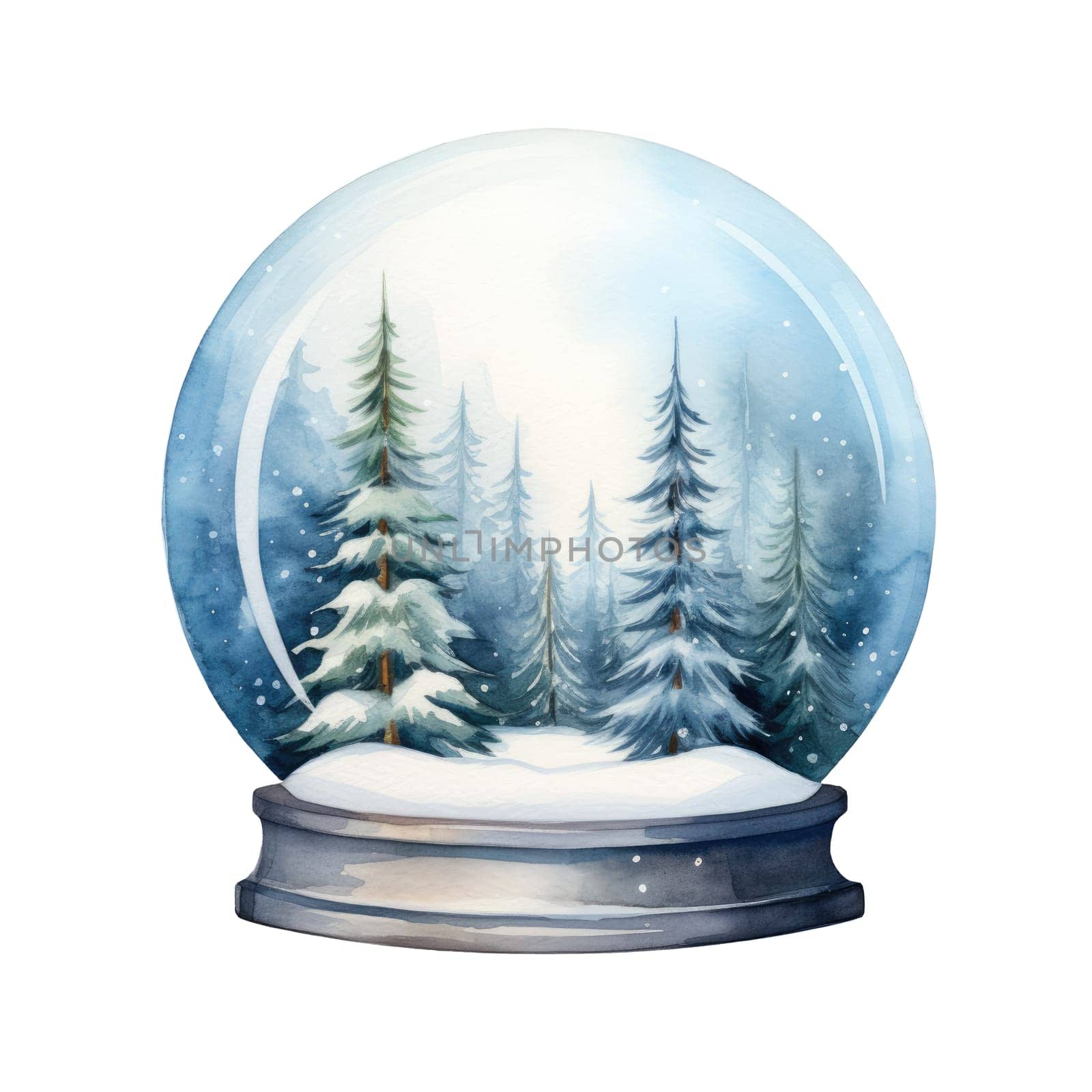 Watercolor snow globe. Drawing on a white background by natali_brill