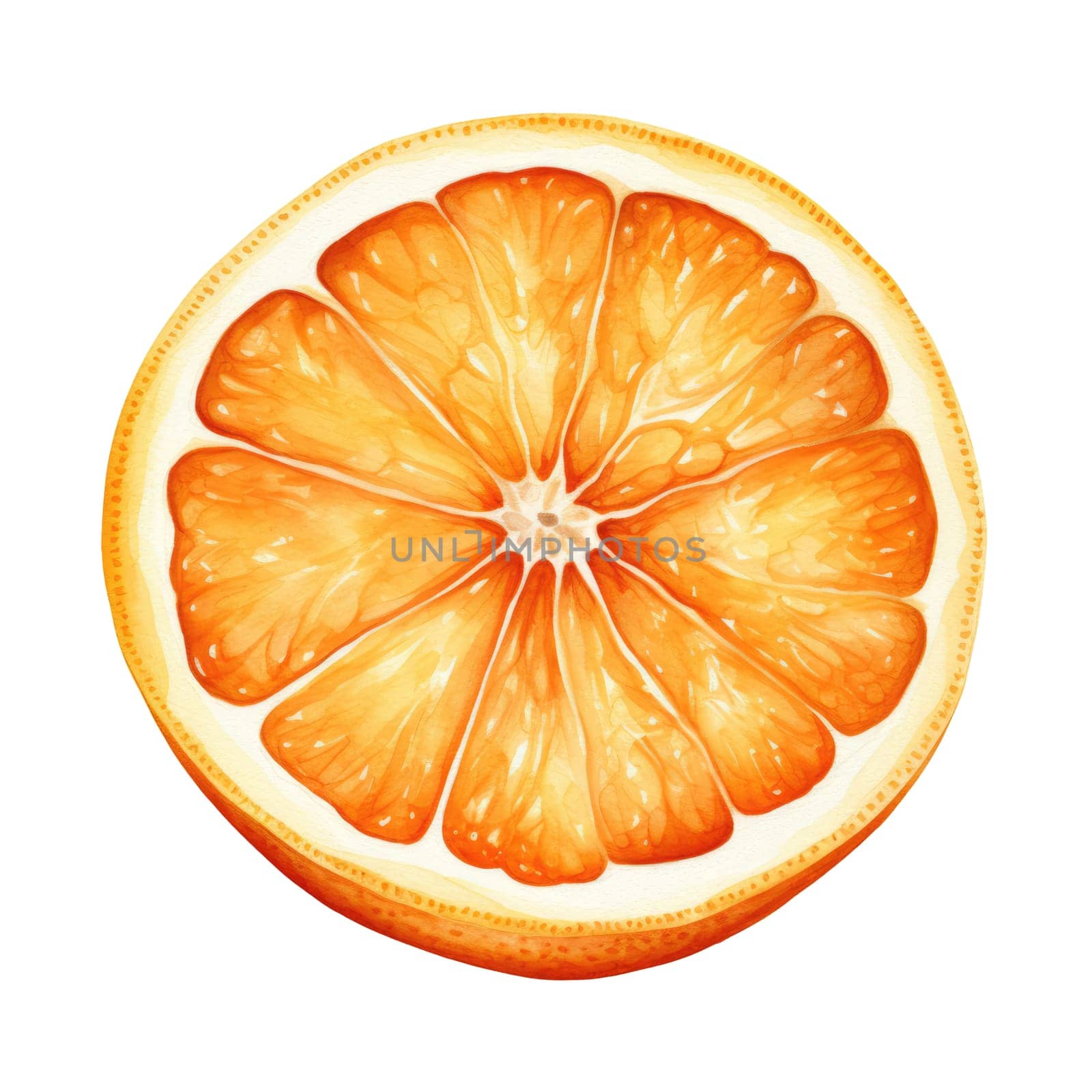 Watercolor dry orange on white background. Christmas concept food and decoration. AI