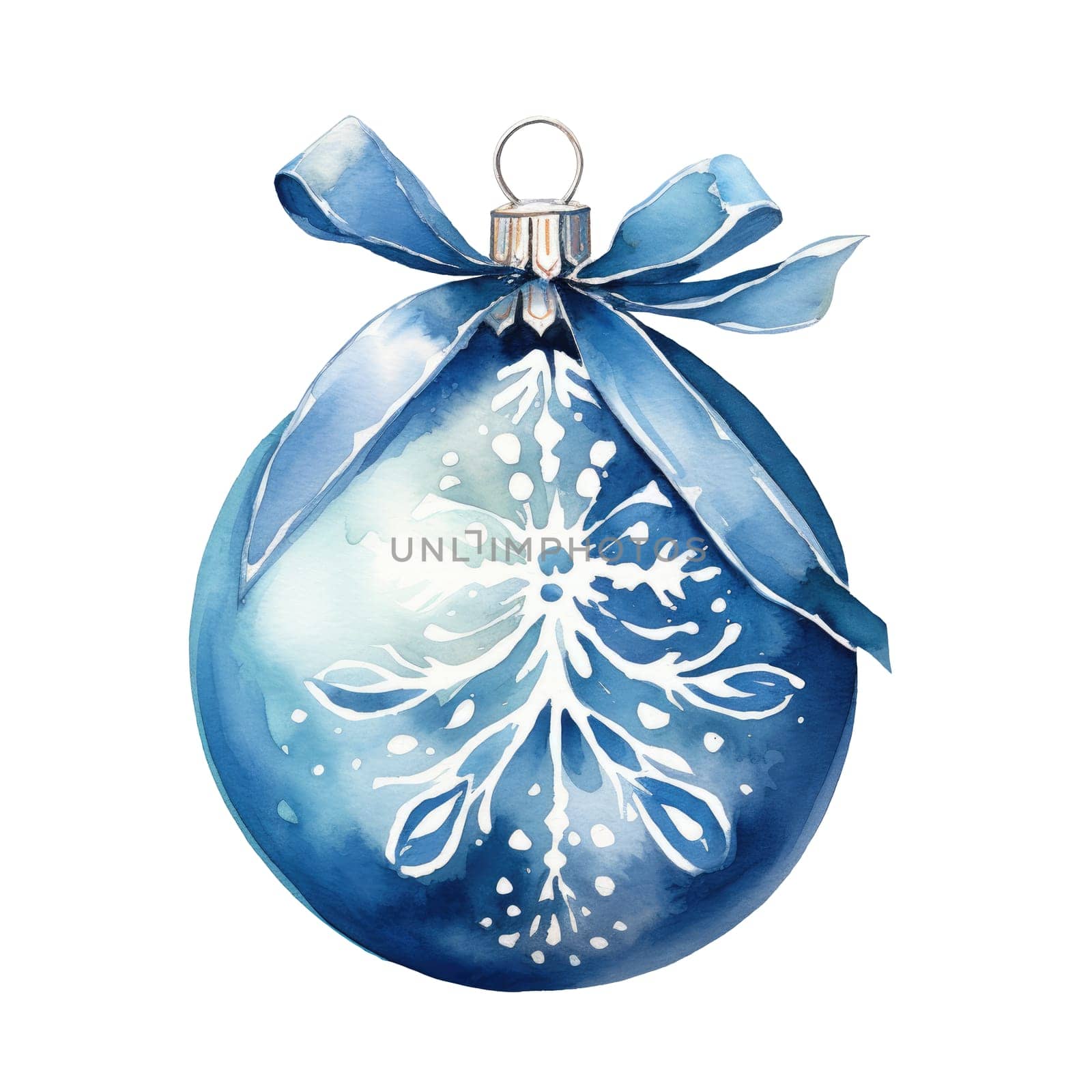 Watercolor Christmas blue ball decoration hand painted illustration by natali_brill